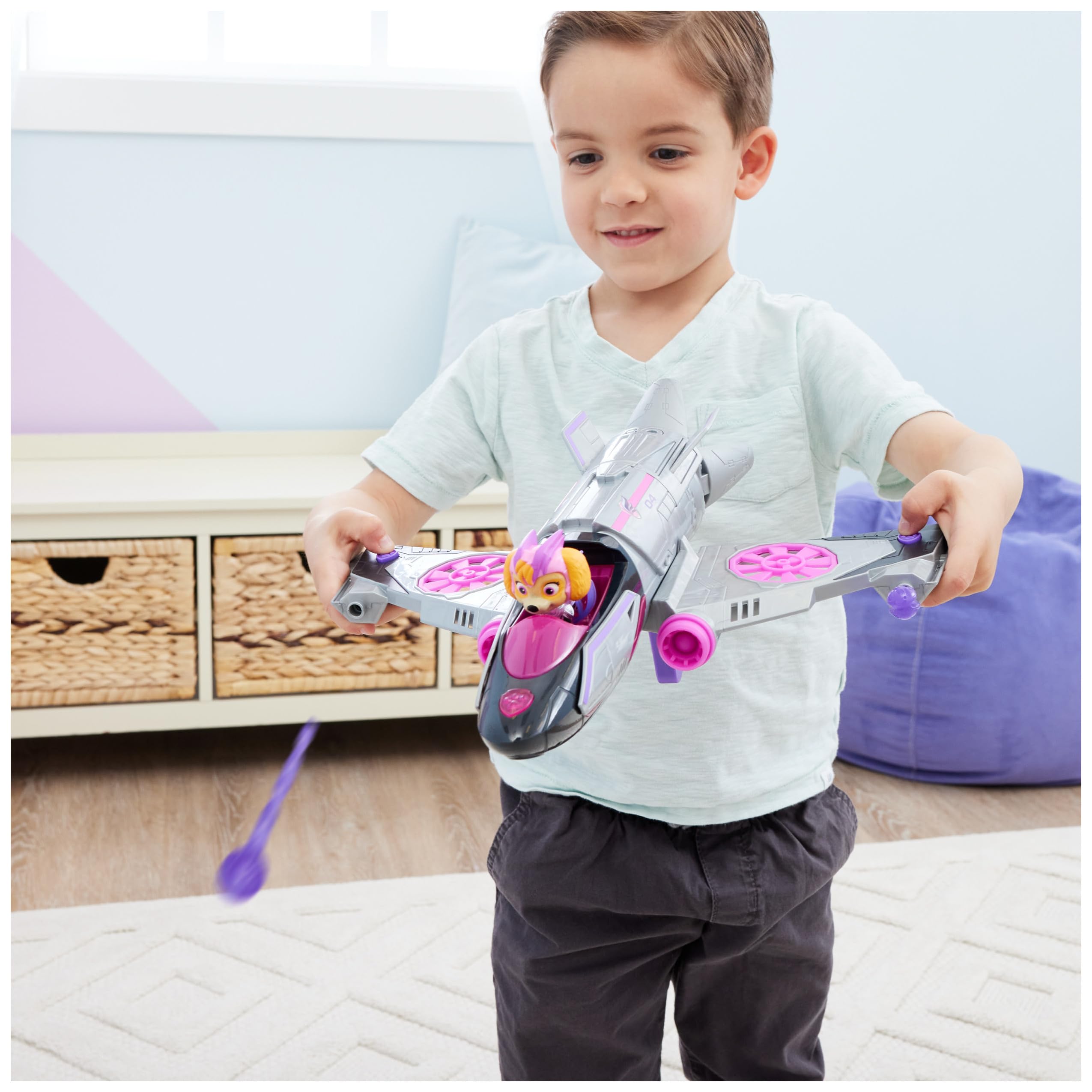 PATRULLA CANINA - LA SUPERPELÍCULA - Avión Transformable con Figura de Skye Patrulla Canina - con Luces y Sonidos - 6067498 - Juguetes Niños 3 Años +