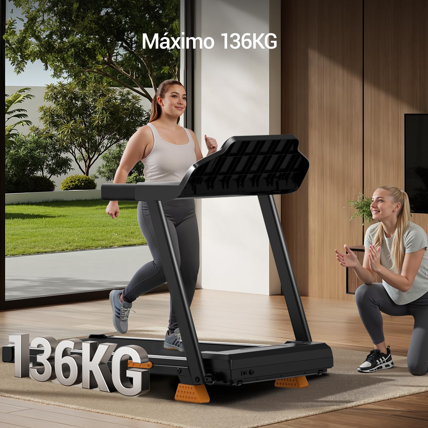 UMAY Cinta de Correr Plegable con Inclinación | Cinta de Andar Plegable,Caminadora Electrica Para Casa Equipado con un Motor de 3,0 CV y Pantalla LED,Máximo 136KG