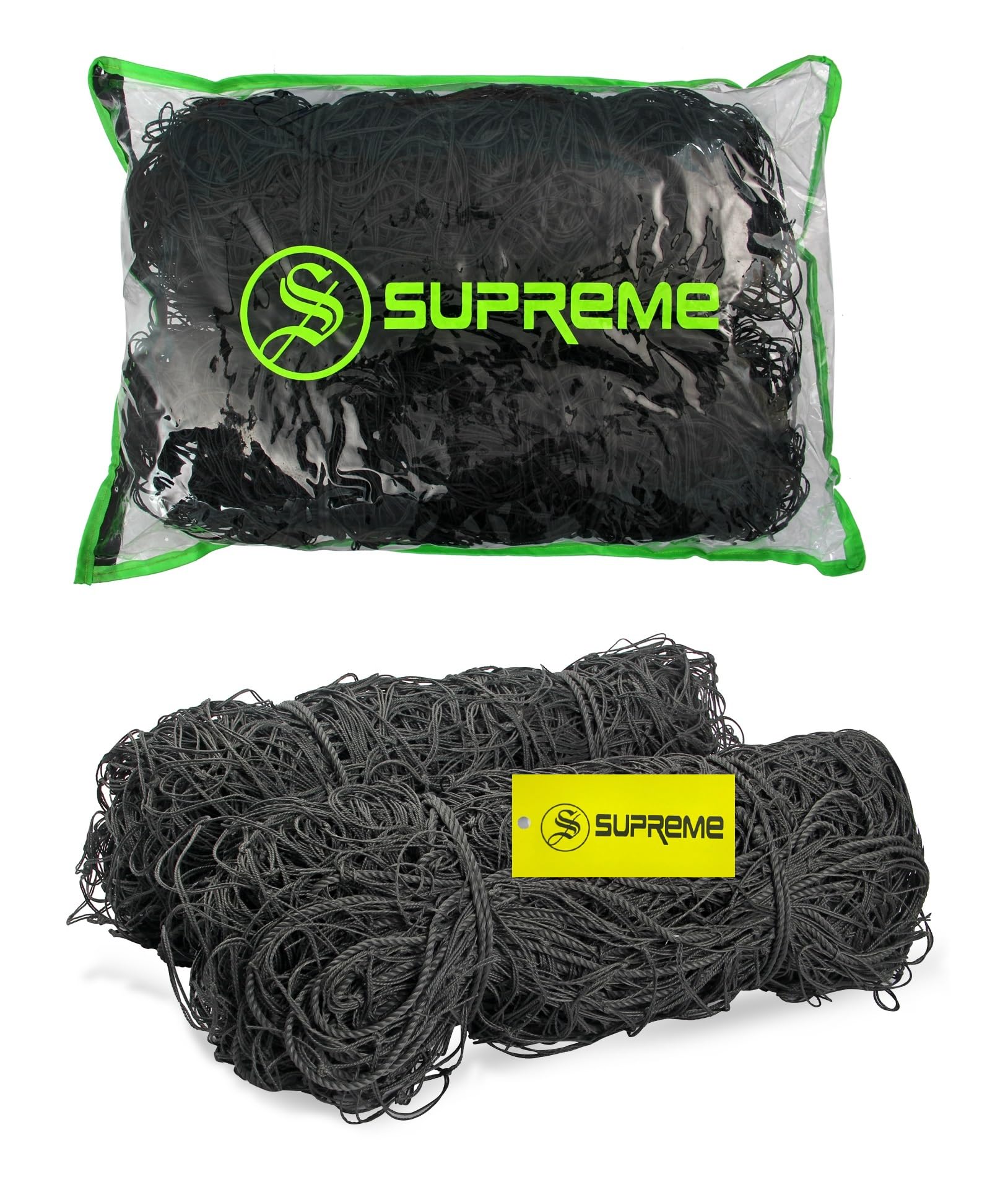 Supreme Football Net Ace (All Double) Nylon, Machine Made (Pack of 1 Pair) Football Net (Black)