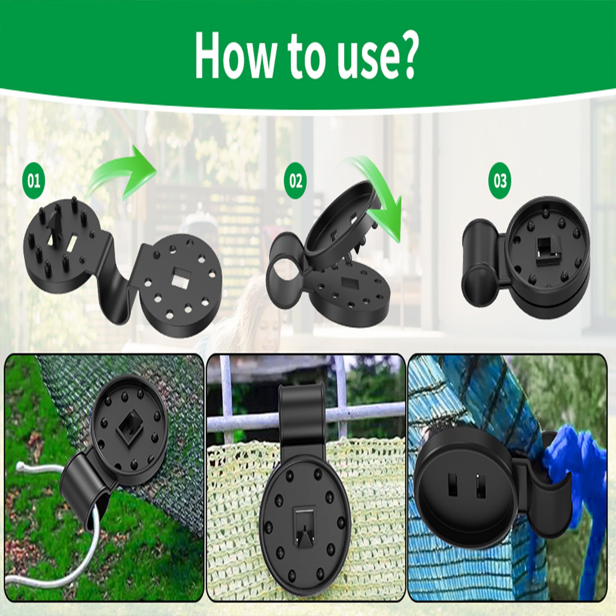 100PCS Clip di Fissaggio per Rete Parasole, Shade Cloth Plastic Clips, in Plastica per Panno Protettivo, per Rete Ombreggiante, Speciale con Occhiello