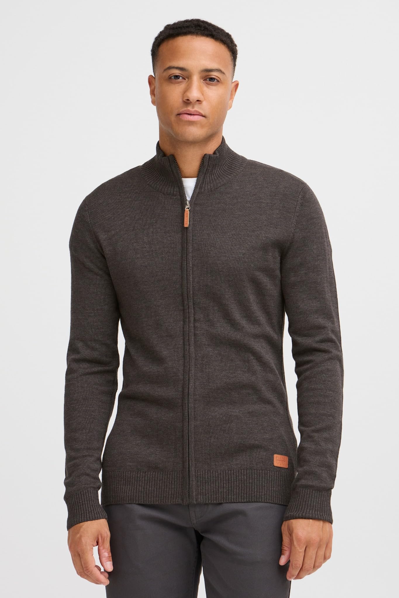 BLEND Norman Cárdigan Chaqueta De Punto Rebeca para Hombre con Cuello Alto Cremallera