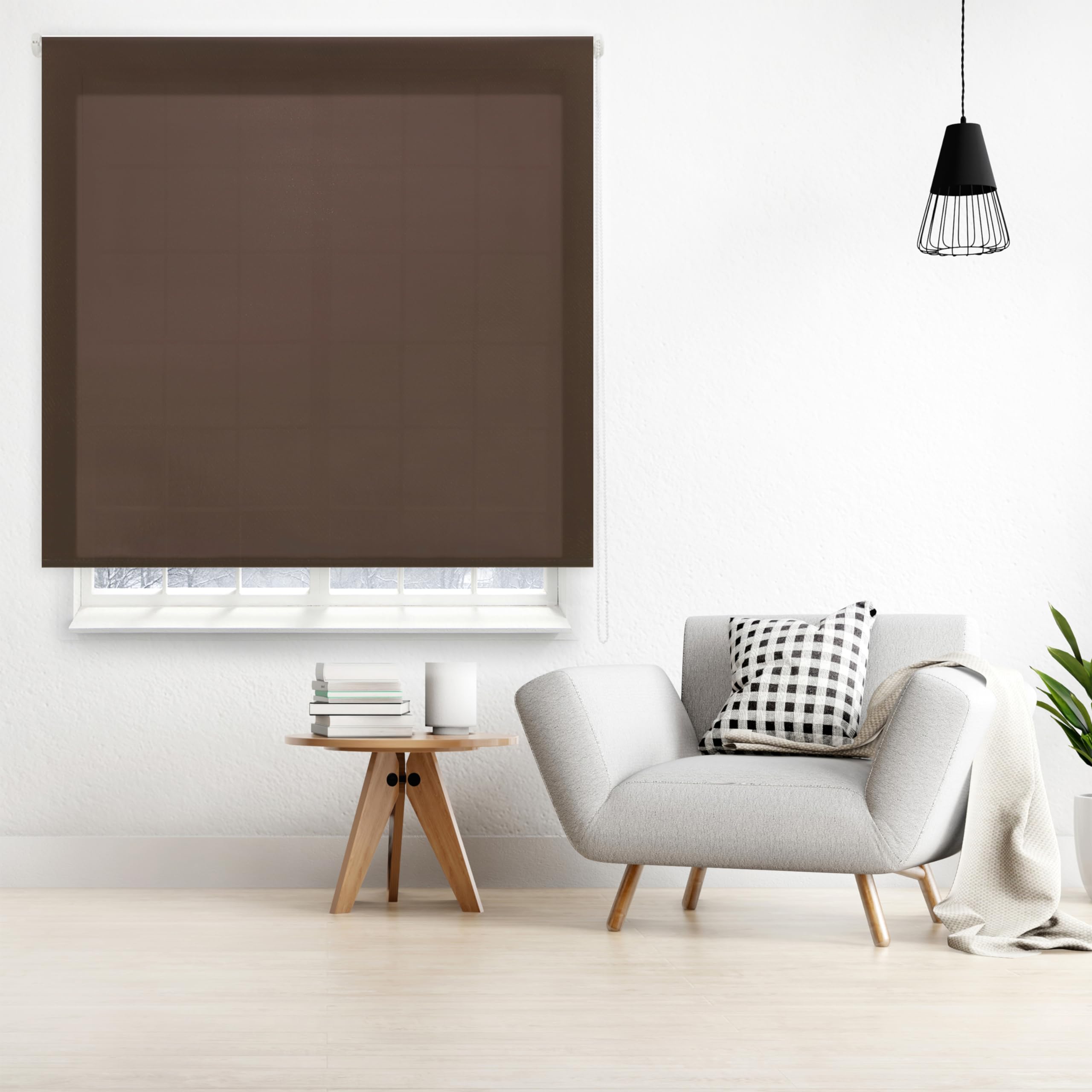 Blindecor Roleta na wymiar, przezroczysta roleta | roleta na wymiar, ciemnobrązowa, 60 x 175 cm (szerokość na wysokość), wymiary tkaniny 57 x 170 cm | przezroczyste rolety okienne