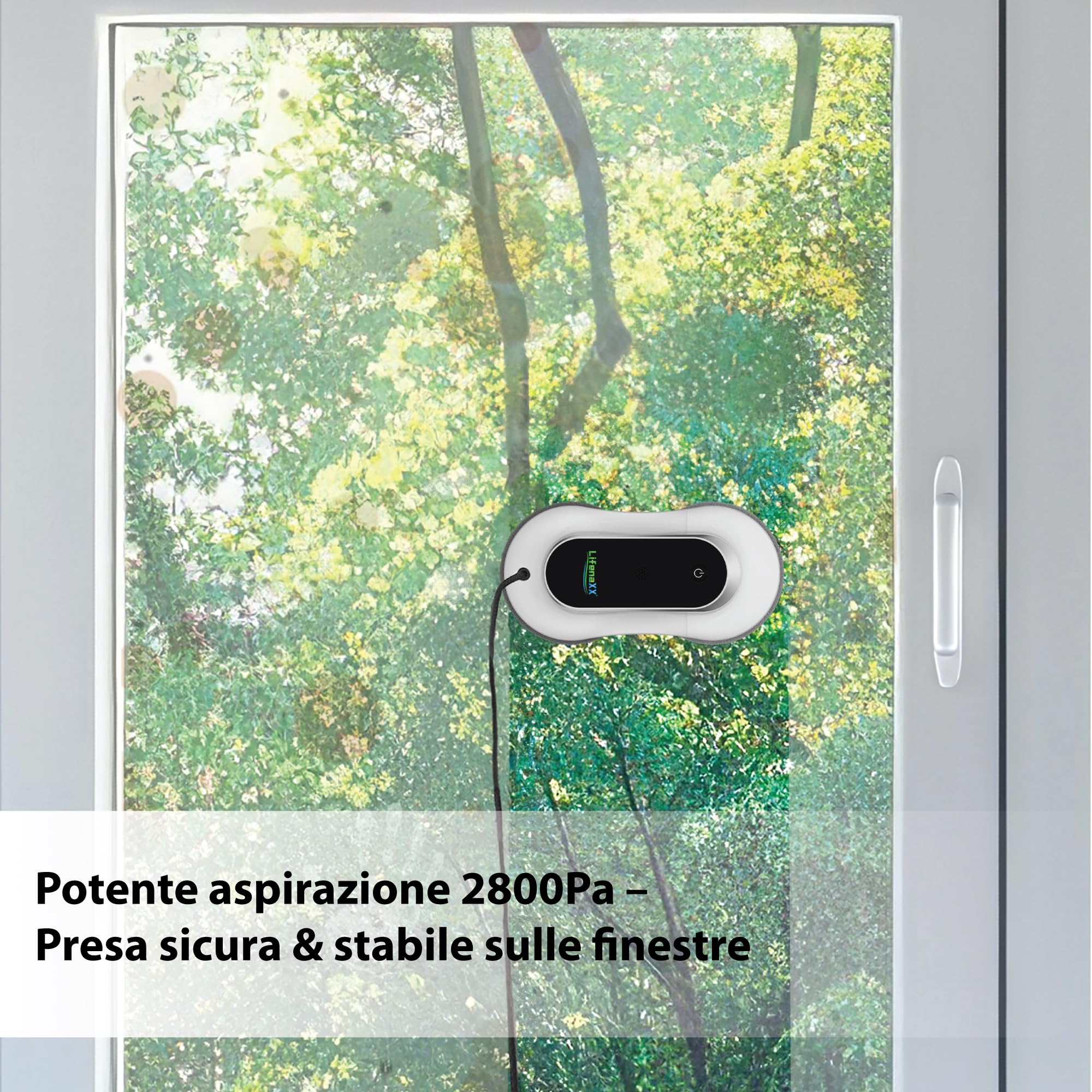 Lifenaxx LX-055, robot lavavetri avanzato, lavavetri elettrico con 2 ugelli spruzzatori, elevata potenza di aspirazione (2800 PA), grande serbatoio dell'acqua da 70 ml, telecomando