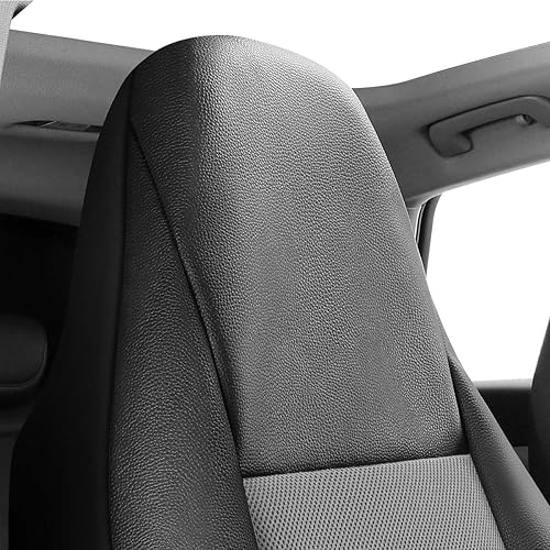 Miniatura 20 de P&J AUTO Funda de cuero y malla para asiento delantero de automóvil, ajuste universal para automóviles, camiones, camionetas y SUV, compatible