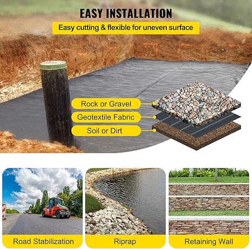 Vista 15 de Happybuy - Funda para suelo de tela geotextil resistente, no tejida para invernadero comercial, jardín, barrera, tapete para bloqueo