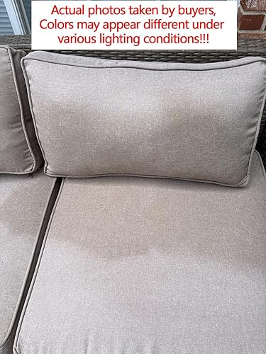 Miniatura 10 de 10 fundas de cojín de repuesto a prueba de salpicaduras, resistentes a los rayos UV, con cremalleras, máximo compatible con cojines de patio de 25.6