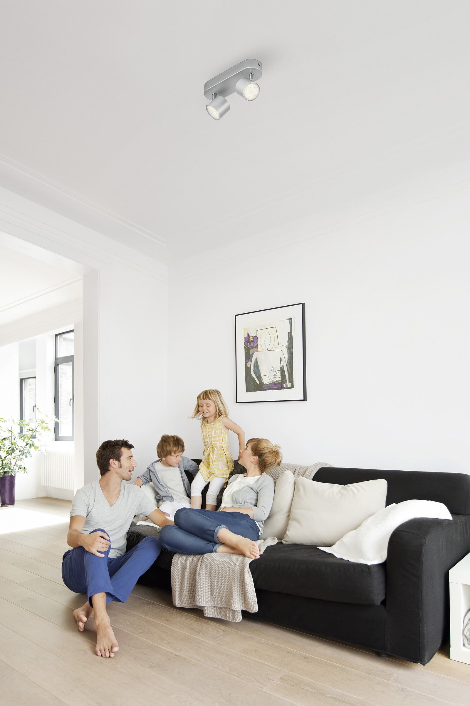 Philips LED Faretti Star, 2 Punti Luce Orientabili, 5W, Base Tonda, Grigio