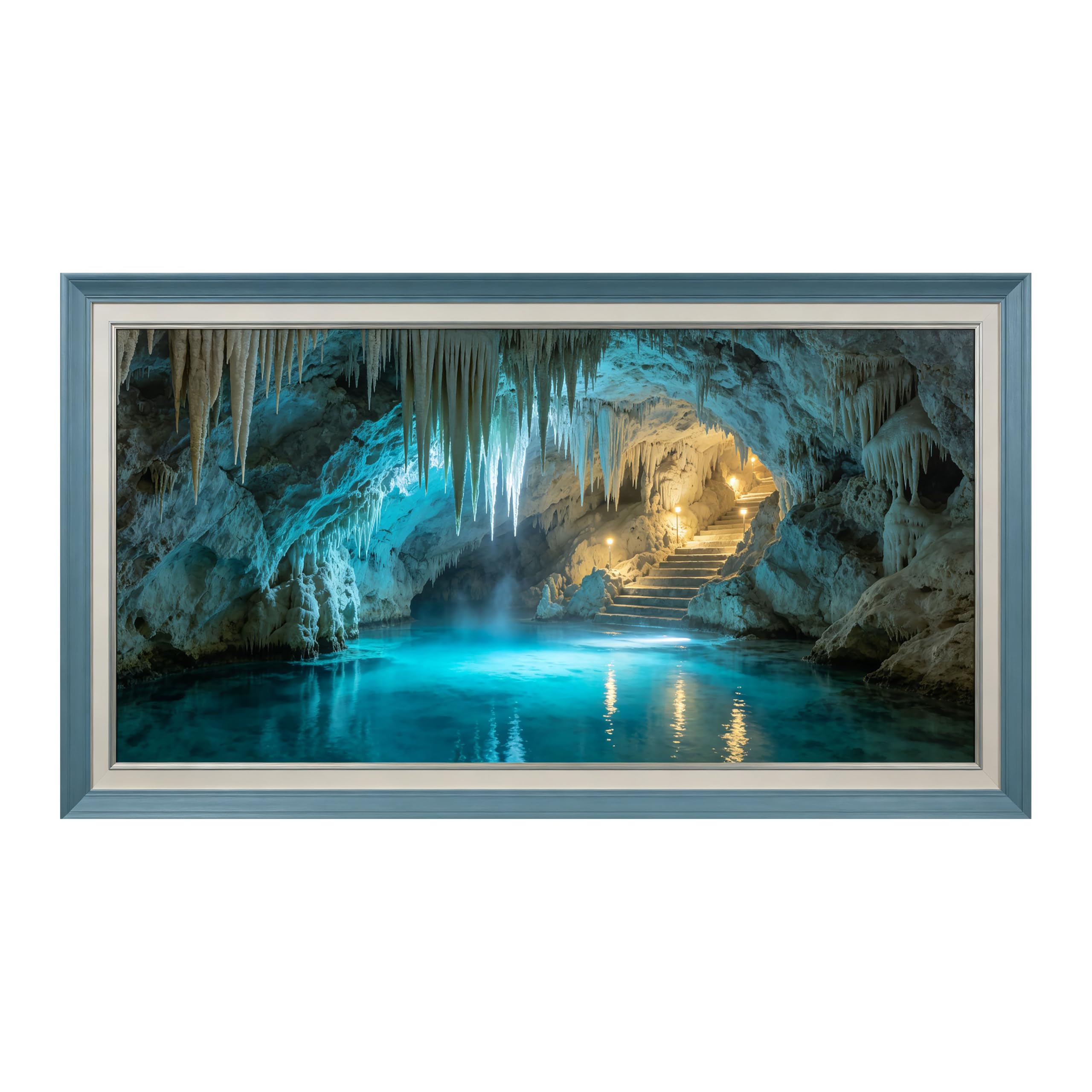 Yzpallescene Art260711158 3D Framed Wall Art Frozen Cave Lake Stereoscopic Landscape Large Size Selfadhesive Removable Wall Decor Prints Artwork For Living Room Bedroom Office