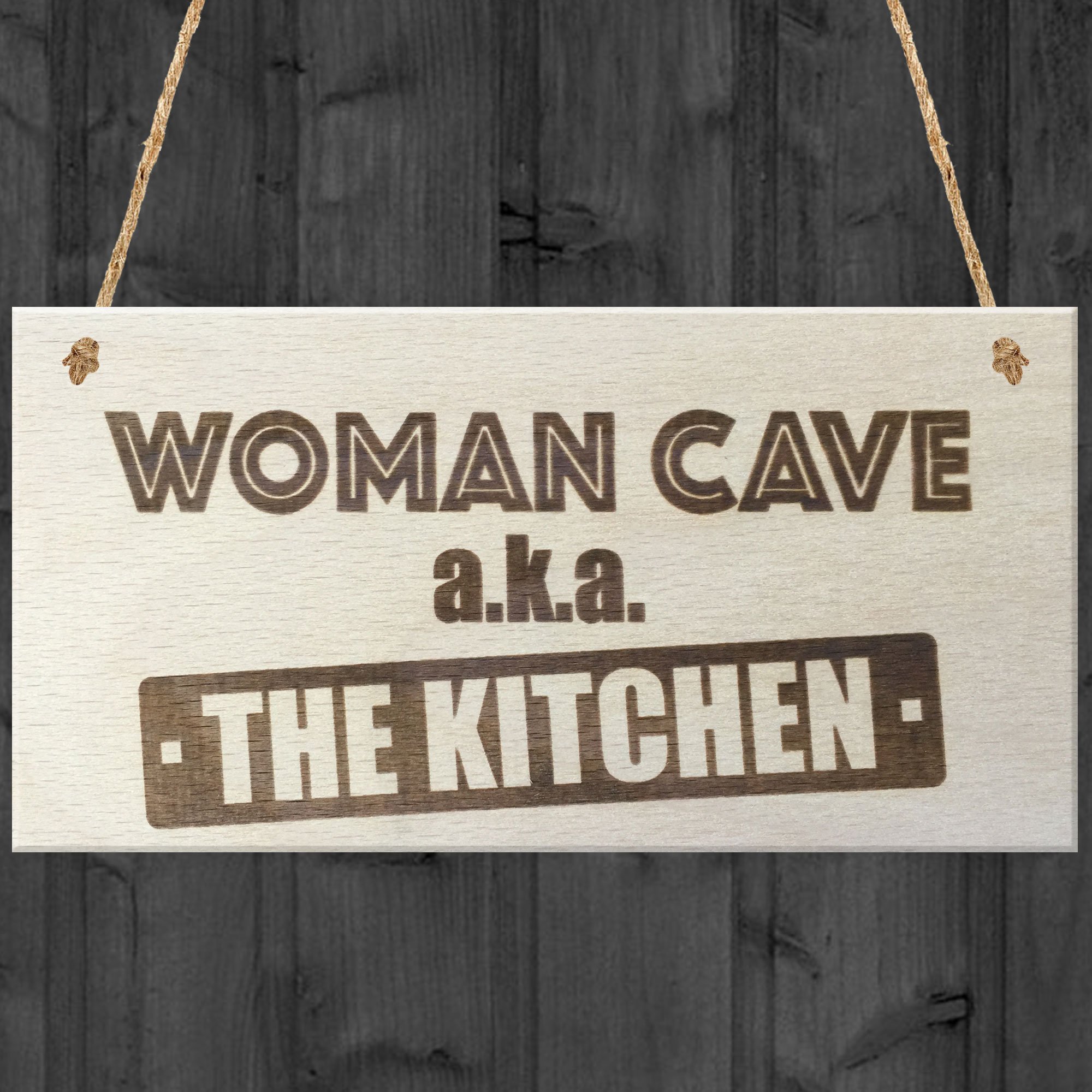 Red Ocean Woman Cave A.K.A. The Kitchen Novelty Wooden Hanging Plaque Sign