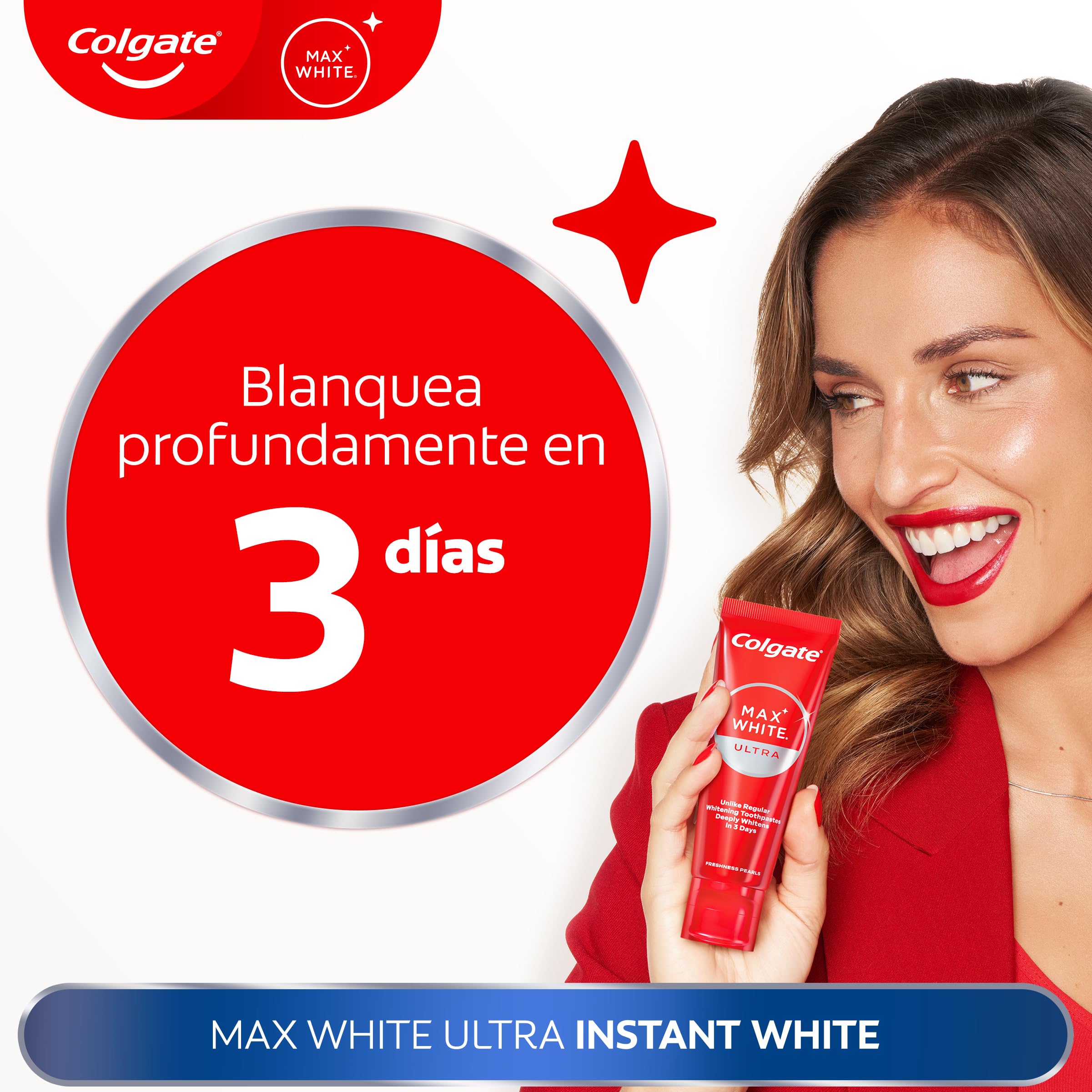Colgate Max White Ultra Pasta de dientes Efecto Instantáneo, Blanquea las Manchas Profundas en 3 Días, la Tecnología ActiveShine Suaviza la Superficie del Esmalte para Reflejar la Luz, Sabor Mejorado — view 5