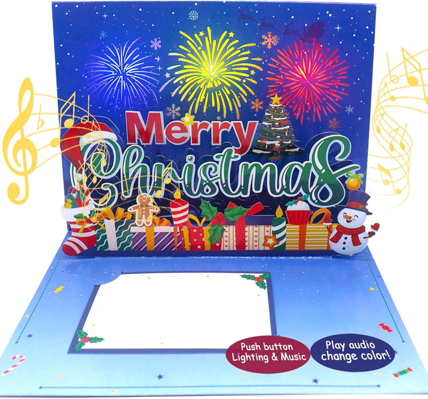 DTESL Pop Up Christmas Cards，with firework light and music