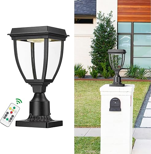 Miniatura 1 de Beionxii Luces solares para postes al aire libre, lámpara del atardecer al amanecer, lámpara de montaje en muelle con control remoto, 3CCT