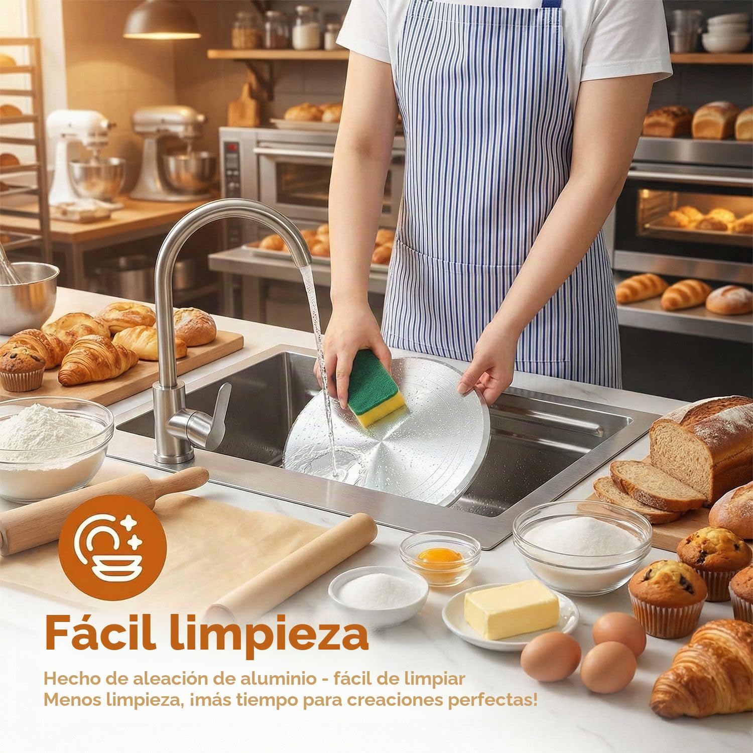 Plato Giratorio para Tartas de Aluminio - Base Giratoria para Decoración Profesional con Set de 144 Accesorios de Repostería Incluye Espátula y Boquillas, Gran Regalo para Mujeres