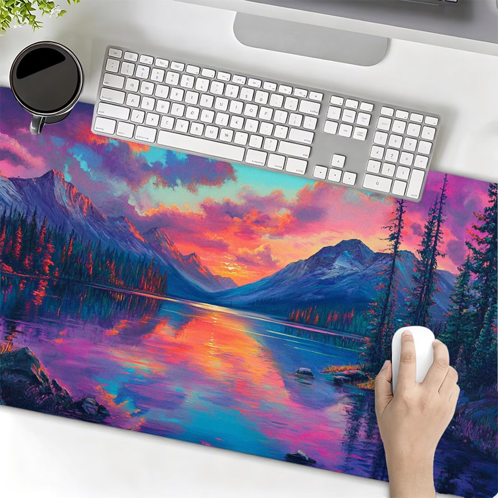 Podkładka pod mysz XXL 1200x400x3mm podkładka pod mysz kolorowa podkładka pod mysz górska poprawia precyzję i szybkość, wodoodporne antypoślizgowe, szyte krawędzie, akcesoria do gier, komputer biurowy