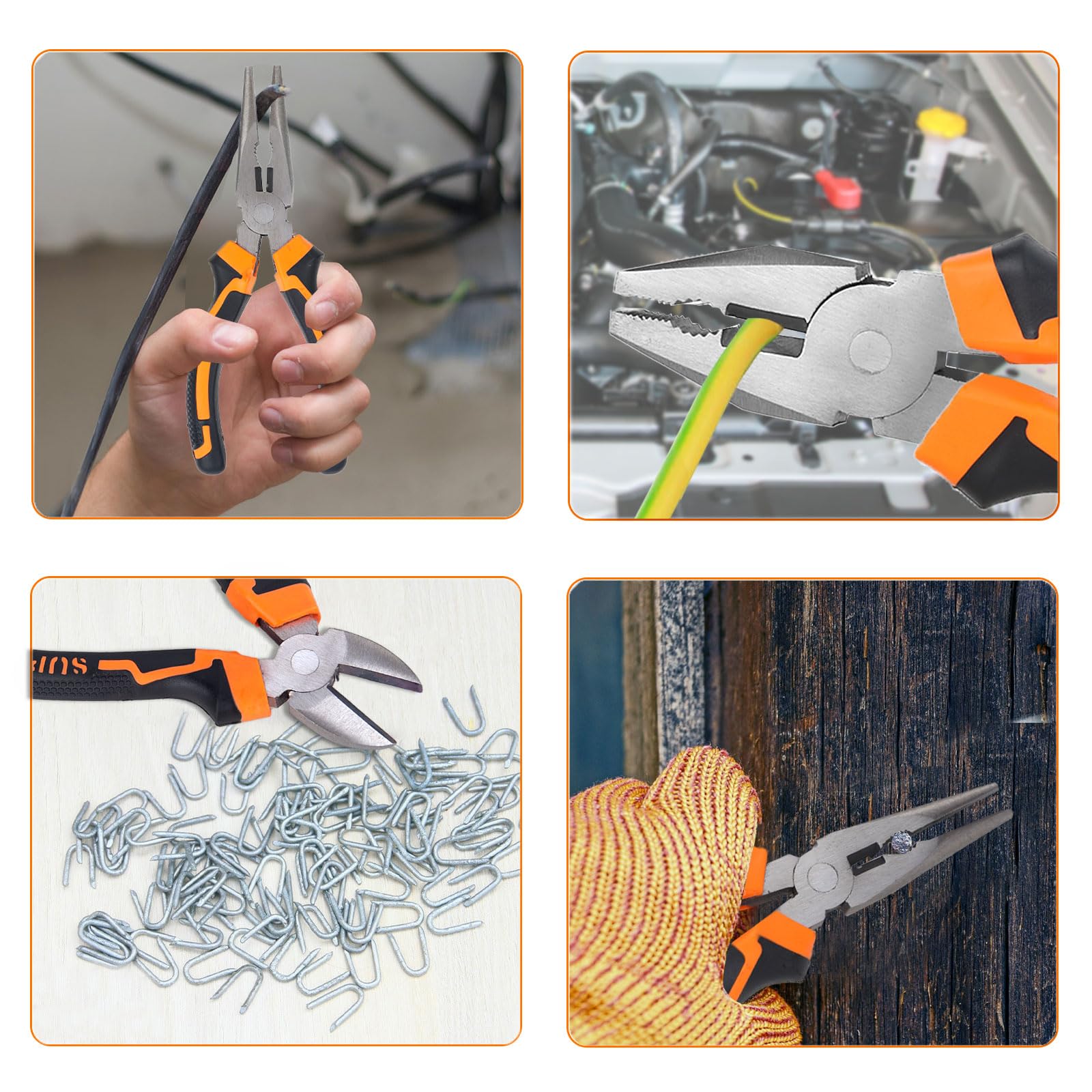 Set di 3 pinze: tronchese laterale, gioielli, elettricista, combinazione, naso ad ago, elettrici, pinze da taglio laterali per riparazioni professionali fai-da-te