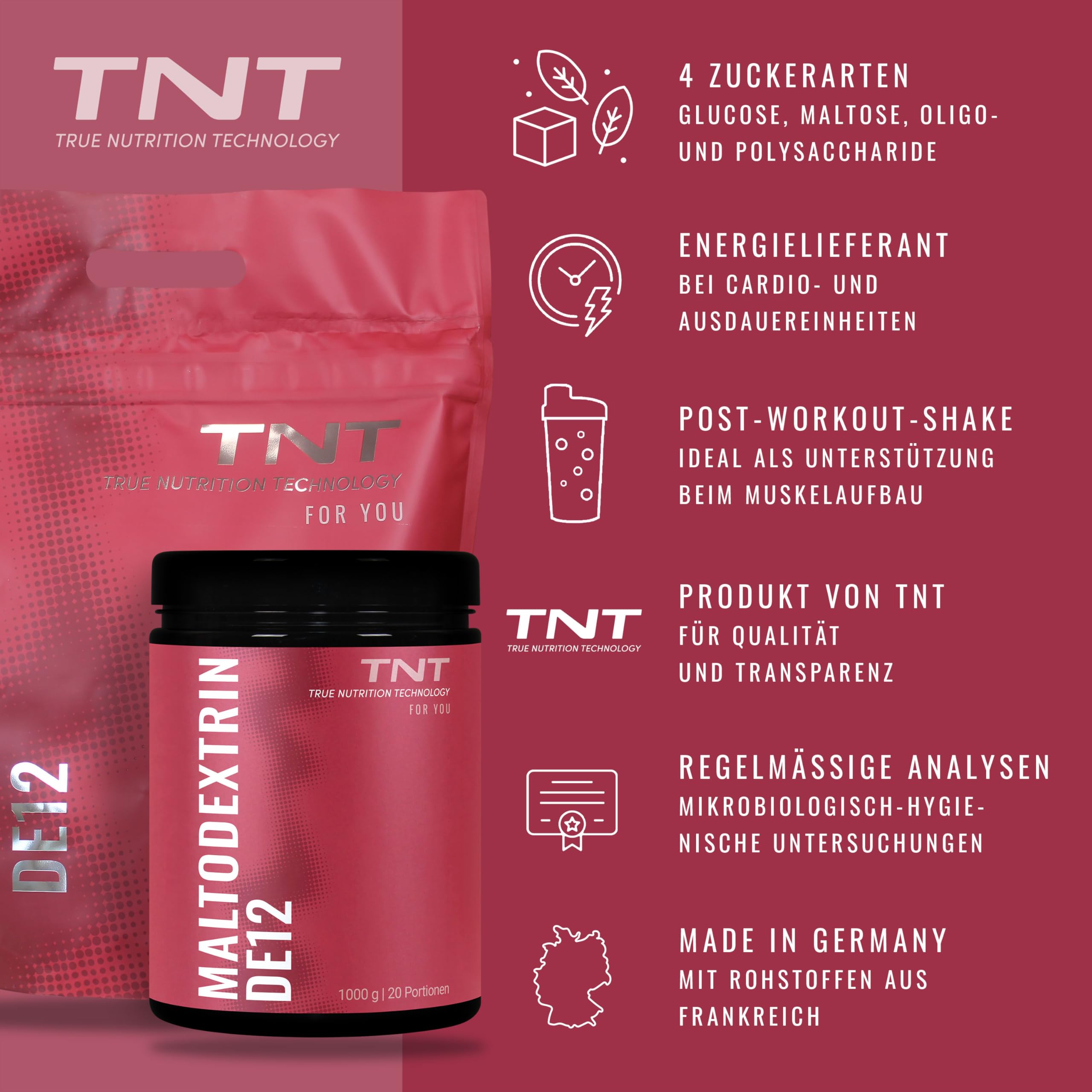 TNT Maltodextrin 12 (4kg) • 100% Kohlenhydrate Pulver für Sport, Fitness & Bodybuilding
