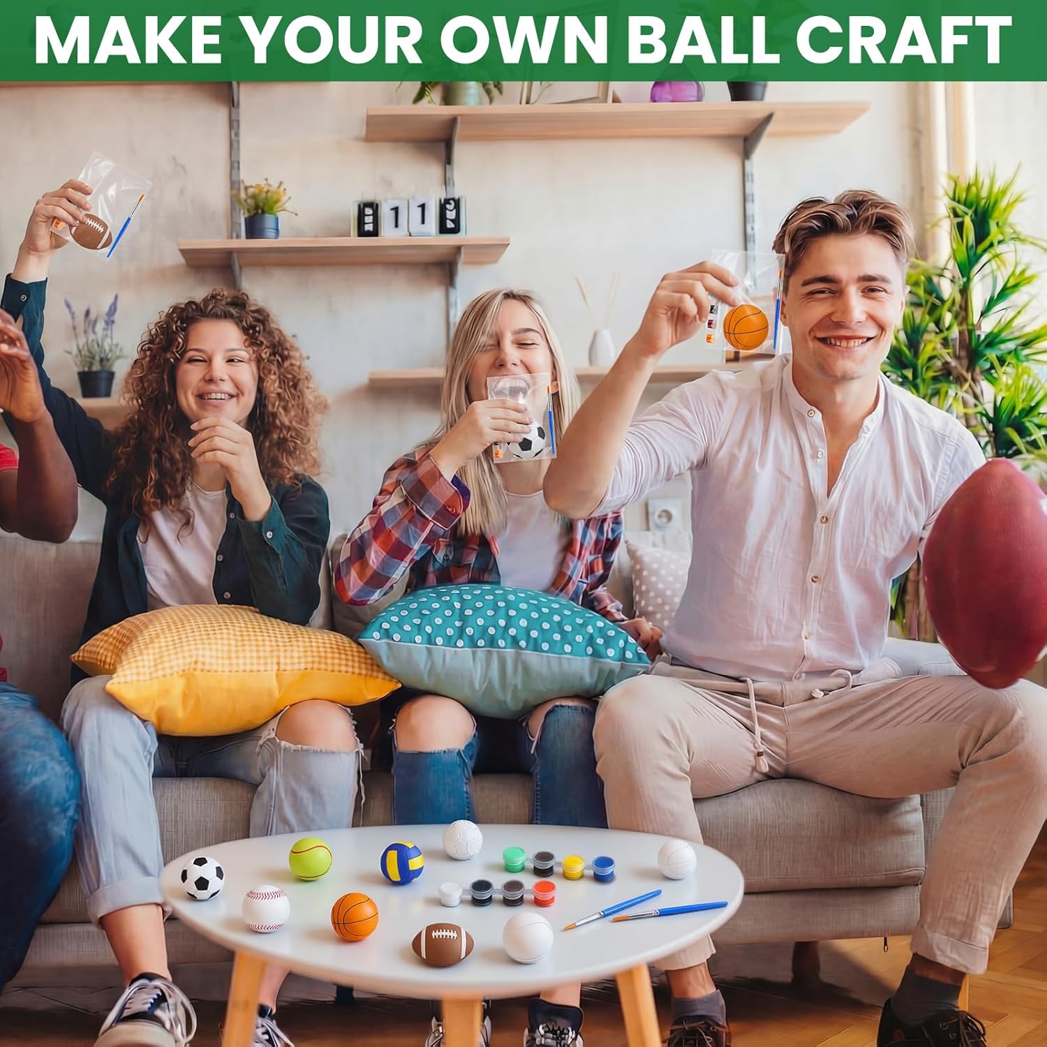 Simgoing 24 Sets Ball Themed Ceramics to Paint Kits Ready to Paint Your Own Football Soccer Basketball Baseball Ball Figurines DIY Unpainted Ceramics Paintable Statues Crafts for Adult