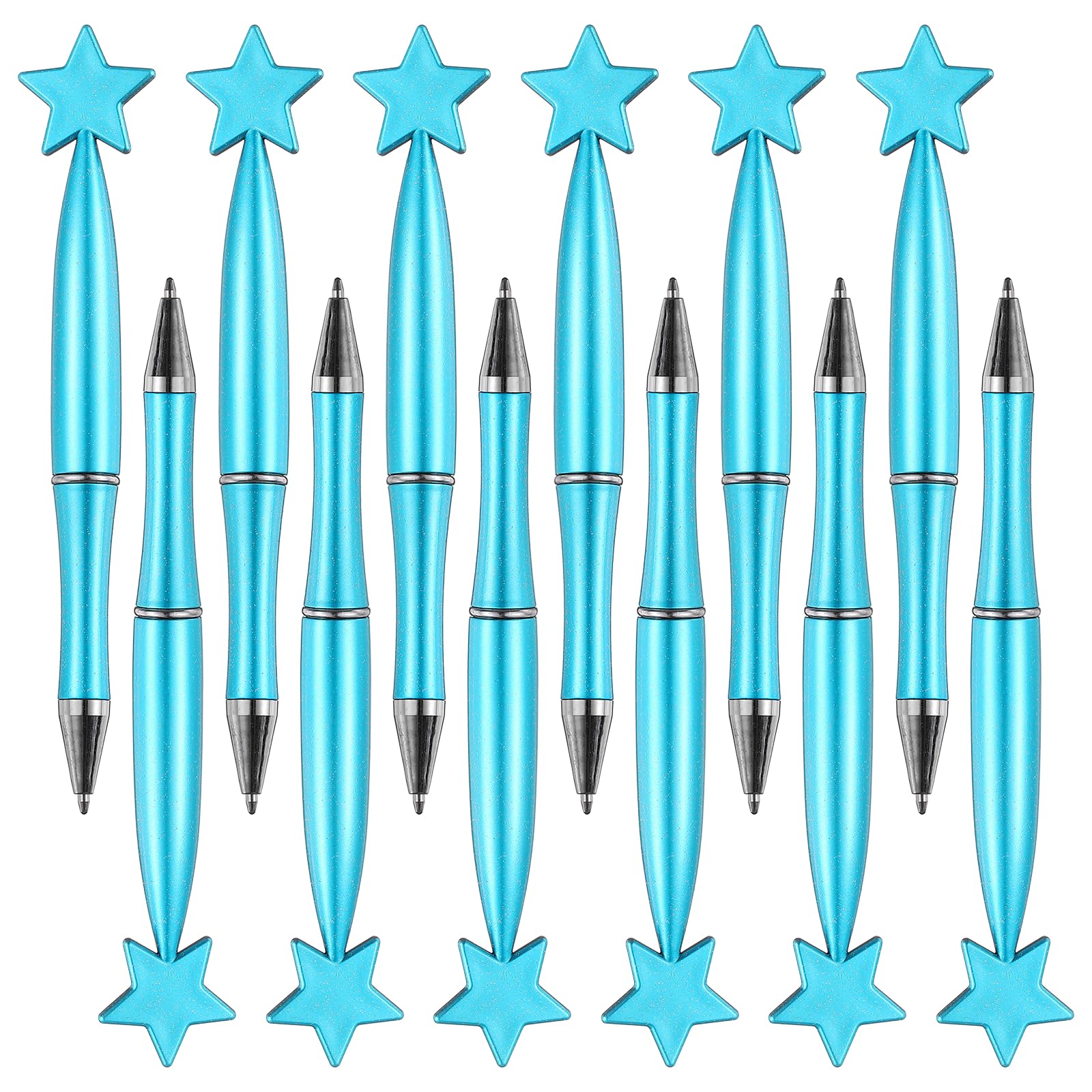 PATIKIL 12 Pcs Star Ballpoint Pens, 1.0mm Tip Cute Twist Writing Pens Black Ink for Home Office Writing Supplies Valentine's Christmas Wedding Party Gifts, Pearlescent Blue