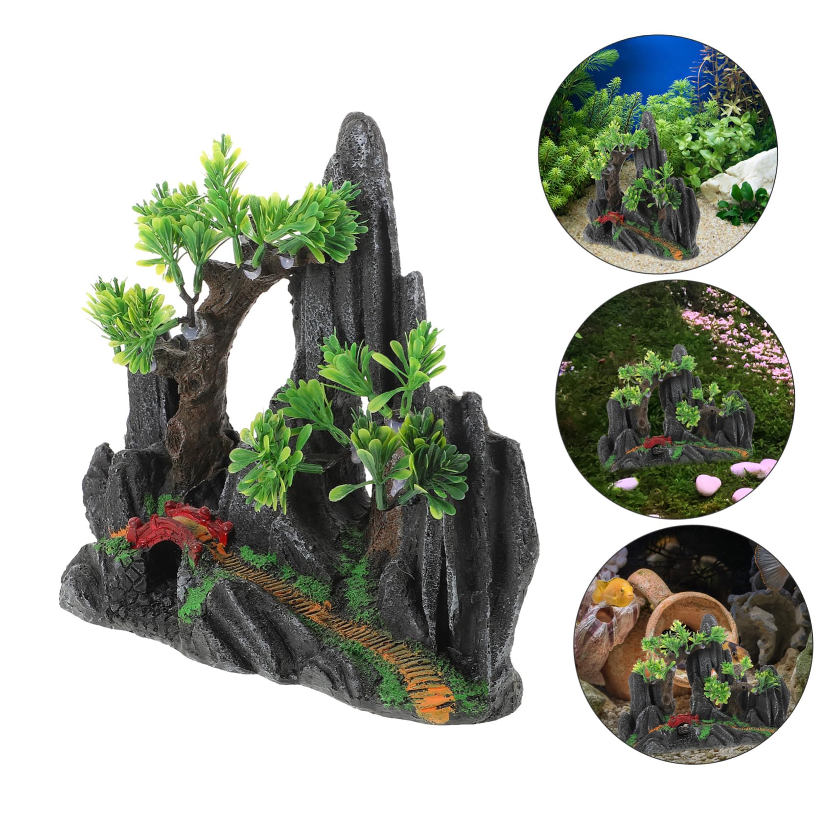 Aquarium-steingarten Mit Brücke Künstlicher Berg Zum Verstecken Von Fischen Unterwasser-Dekoration Für Garnelen