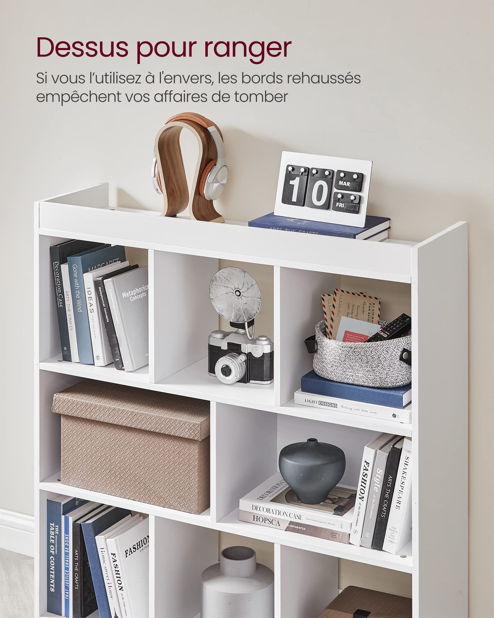 VASAGLE Custos Collection - Bibliothèque, Étagère, Meuble de Rangement avec Compartiments Ouverts, pour Salon, Chambre, Bureau, Cloison Séparateur, 97,5 x 30 x 100 cm, Blanc LBC52WTV2