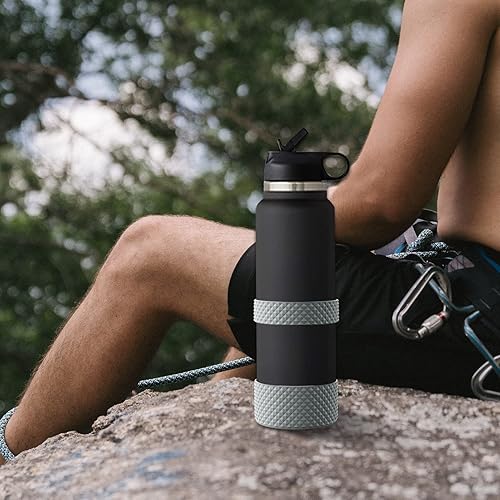 Miniatura 5 de Bota para botella de agua, doble protección de silicona con textura de diamante, protector de bota de silicona de 12 a 40 onzas y más botellas de