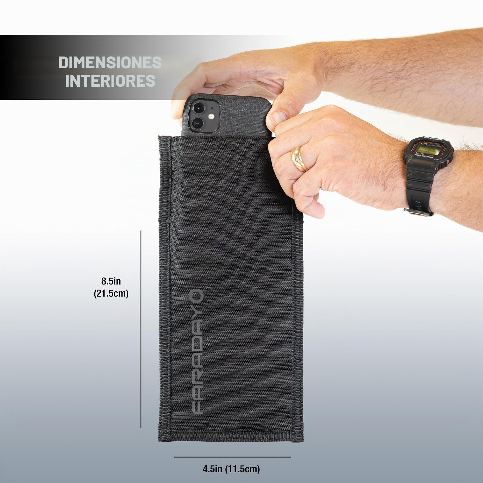 Faraday Defense Faraday Bag Jacket Pro para teléfonos, cierre magnético, blindaje, seguridad de viajes y datos, privacidad, antirastreo, antipiratería, color negro