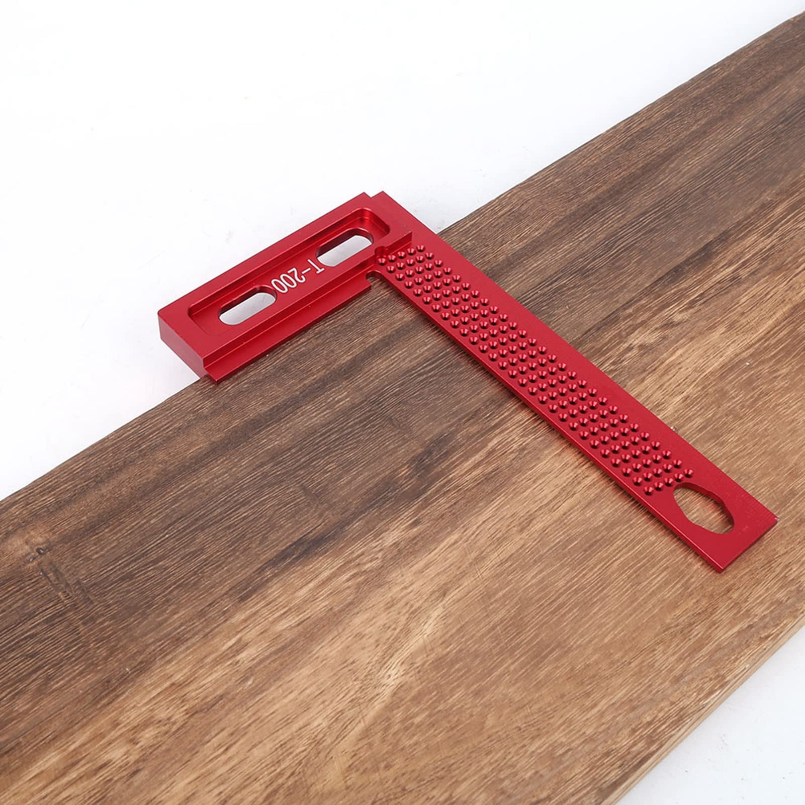Righello per Fori, Righello in Lega di Alluminio Riga per Fori 200 mm/7,9 Pollici righello a 90 gradi Regola a Forma di T Leggera Resistente All'usura T-200 per la Lavorazione del Legno di