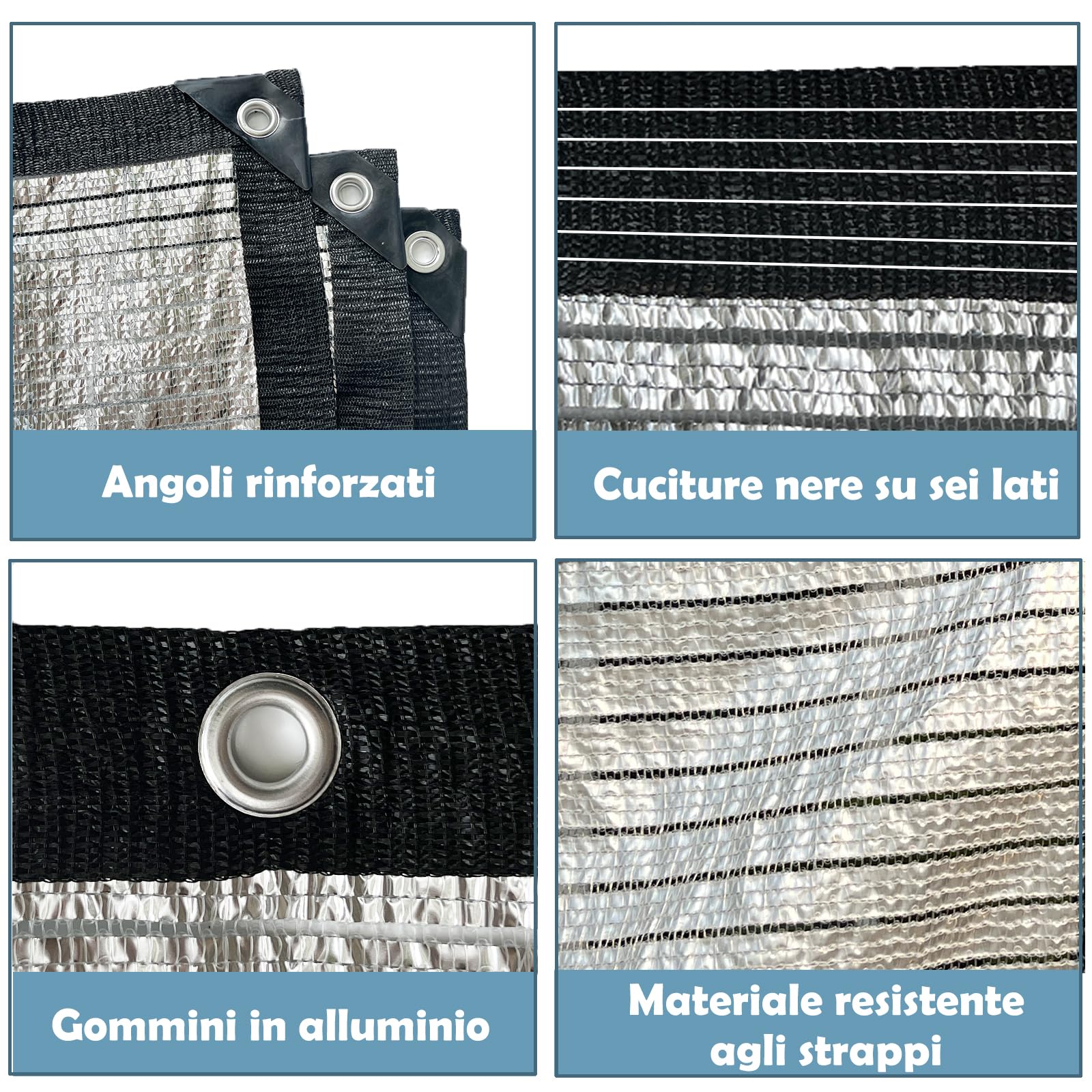 BeGrit Telo Ombreggiante Alluminio 2x2m Rete Ombreggiante Riflettente