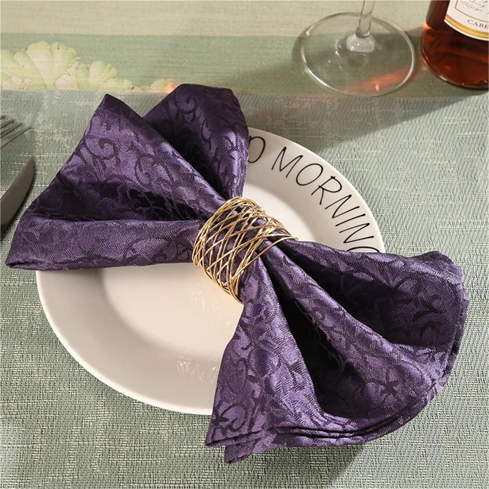 Lot de 10 ronds de serviette ronds en métal creux pour dîners, fêtes, repas