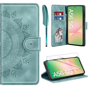 ivencase Leather Case for Samsung Galaxy A56 5G Case and Screen Protector Premium Foldable Mobile Phone Case Flip Wallet Card Slot PU Leather Stand Protective Case Compatible with Samsung A56 5G Green