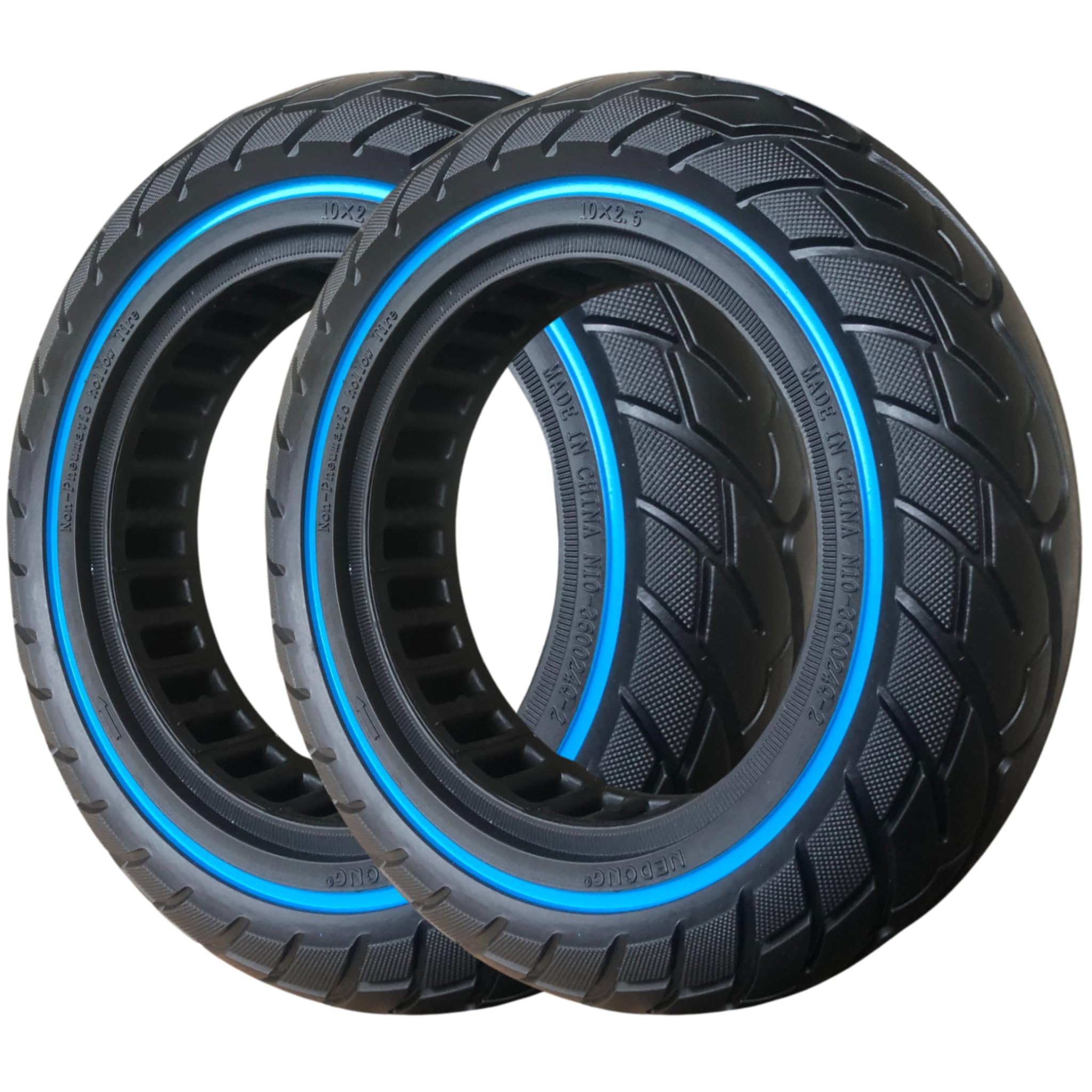 G.V.SHOP® Rueda Maciza 10x2.5 (36mm) para Patinete Eléctrico – Neumático Sólido Antipinchazos Compatible con Xiaomi, Ducati, Lexgo, Vivobike S2 60/70-6.5 (Azul 2pcs+Palanca) — view 11