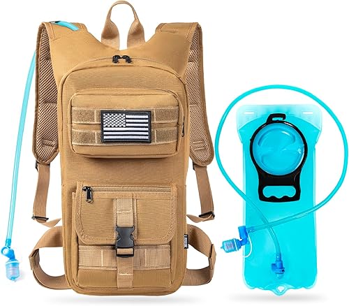 Miniatura 2 de Mochila de hidratación, táctica Molle Water con vejiga de agua de TPU de 2 L, para hombres y mujeres, mochila de agua ligera, paquete de hidratación