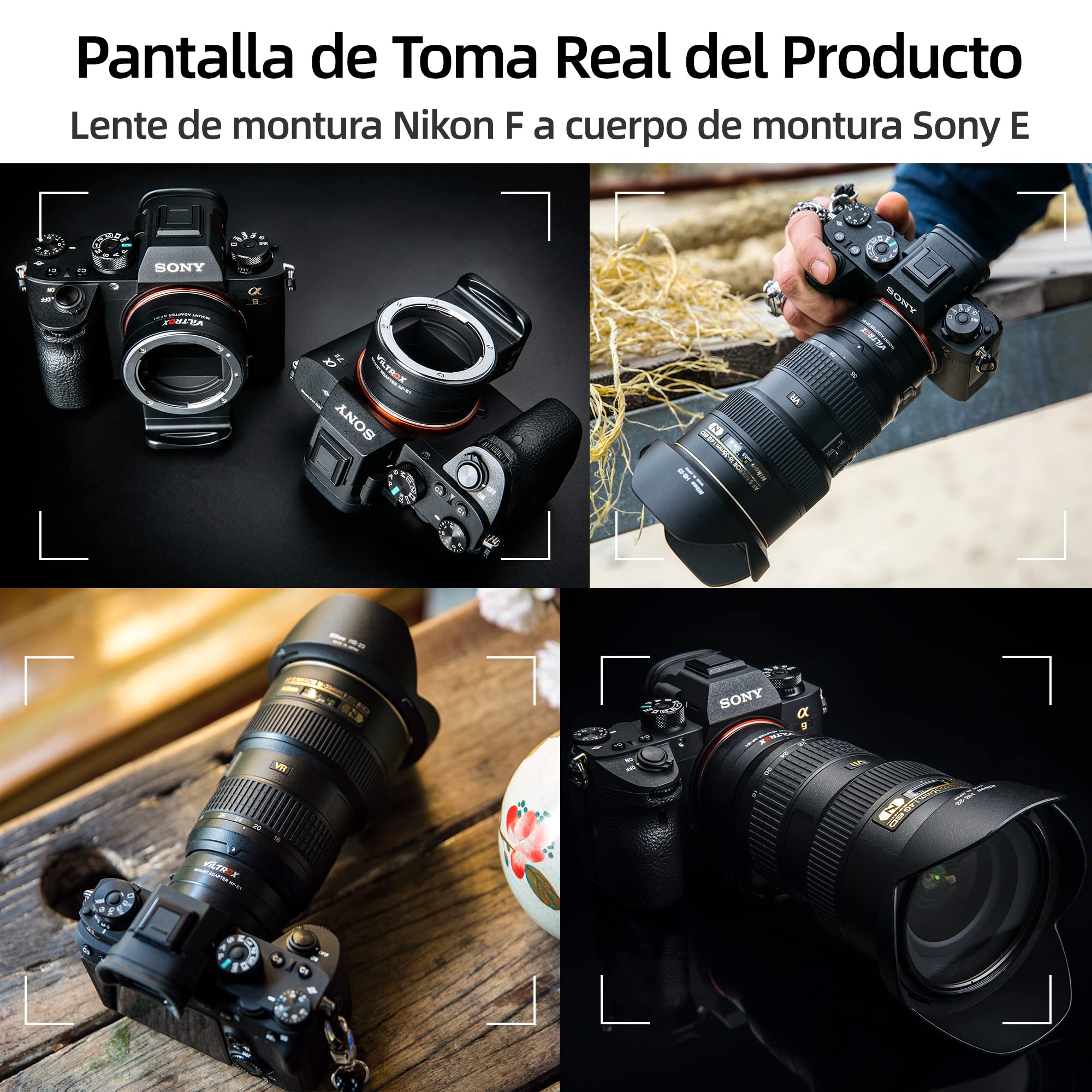 VILTROX NF-E1 Anillo Adaptador de Objetivo Enfoque automático Adaptador de Objetivos Lente para Nikon F Objetivo a Sony E Mount Cámara A9 A7RIII A7RII A7III A7II A6500 A6400 A6300