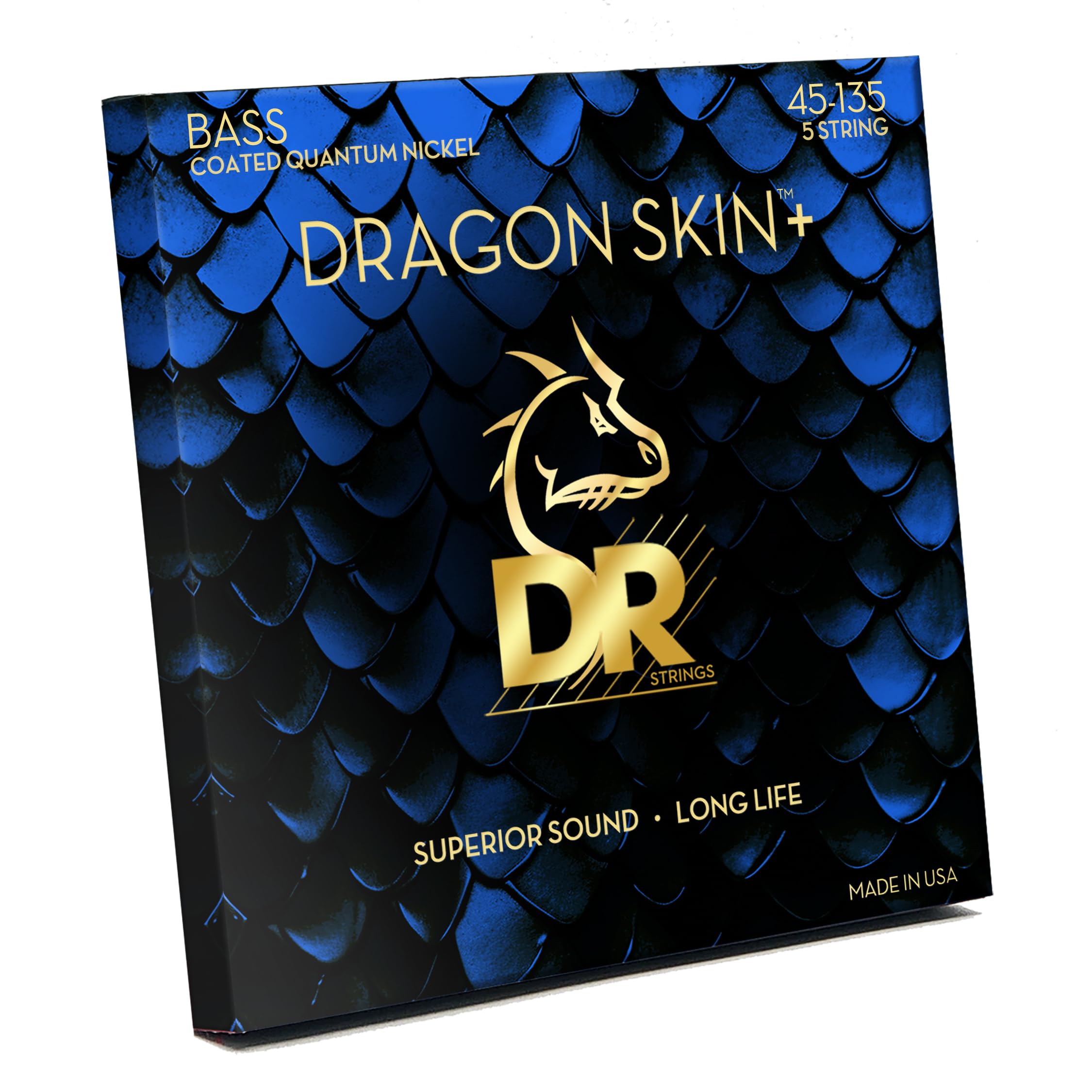 DR Dragon Skin+ Quantum Nickel Bass-Saiten – 5-Saiter 45–135 – Beschichtet, klarer Ton, lange Lebensdauer
