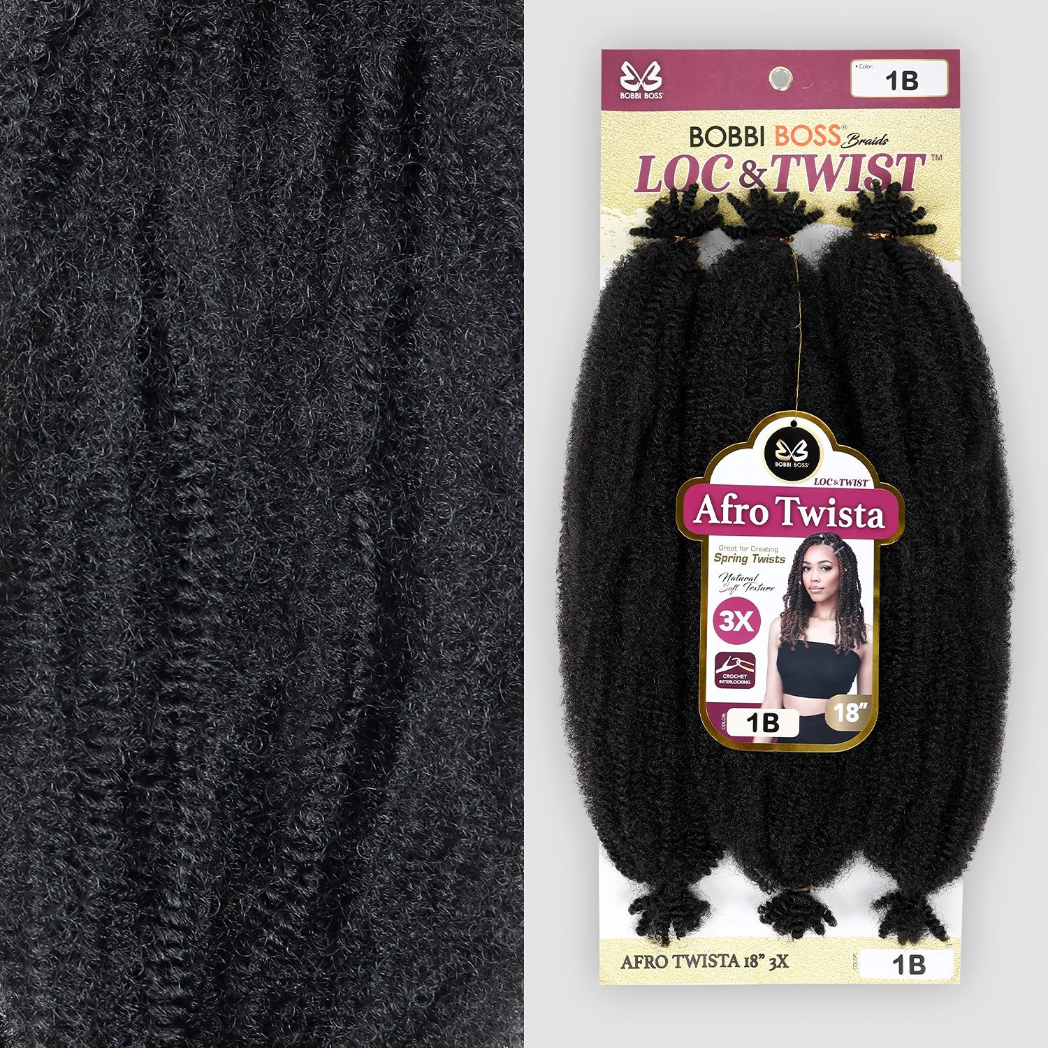 BOBBI BOSS Bobbi Boss Crochet Braids 3X Loc N Twist Afro Twista 18Inch (5-pack, 1B)