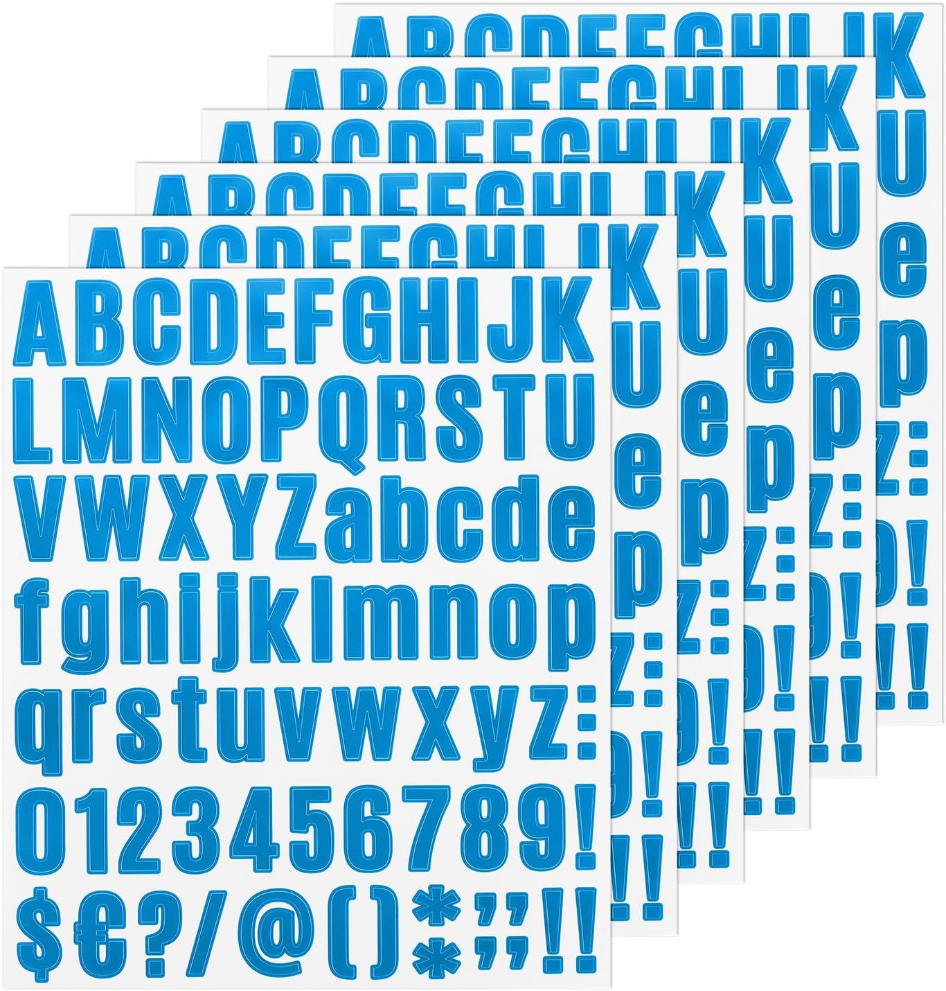 M METERXITY 12-Sheets Letter Stickers, 1 Inch Vinyl Mailbox Alphabet Stickers Self Adhesive Alphabet Decals for Mailbox/Sign/Address/Craft Card, Vinyl Stickers[972 Pieces, Light Blue]