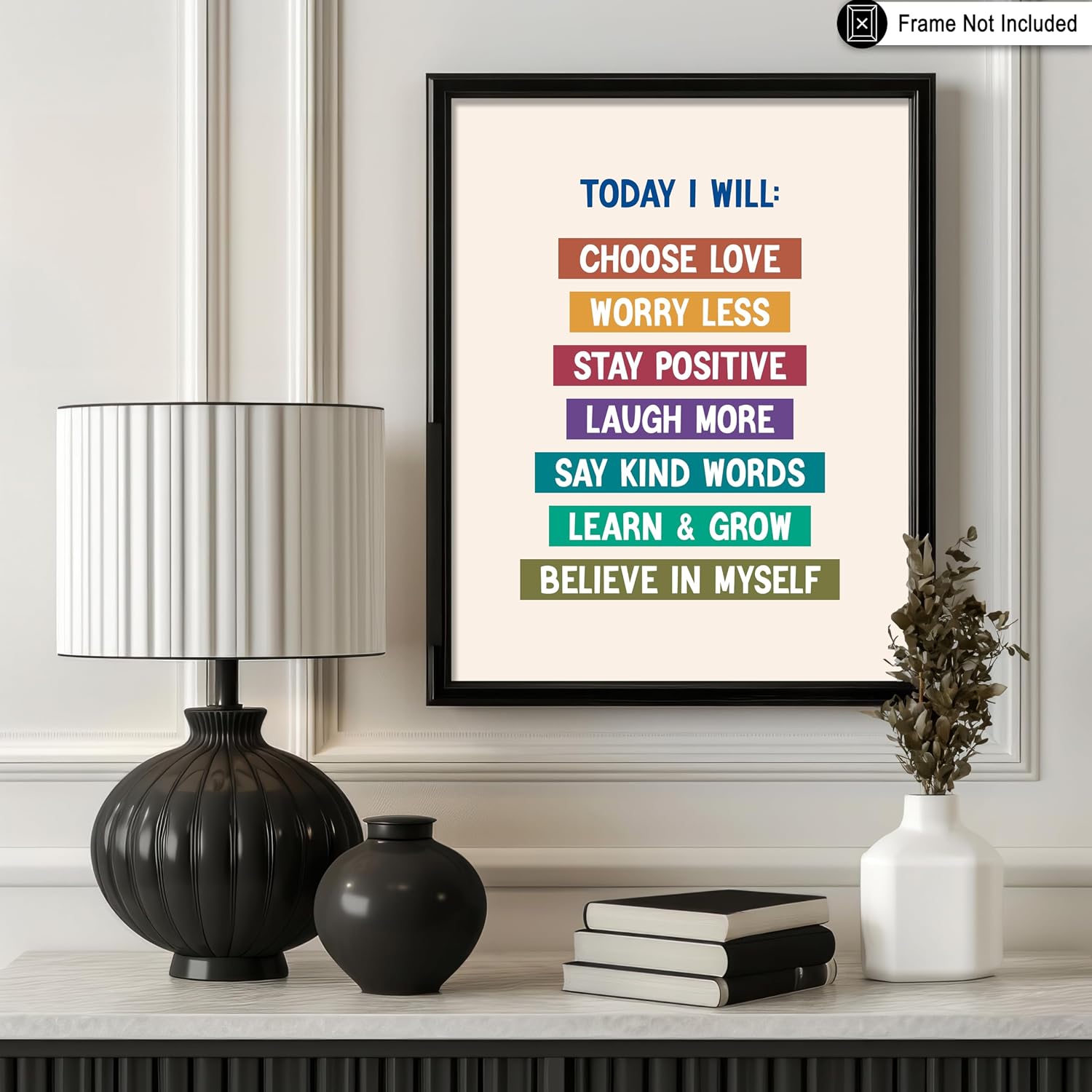 Poster Master Today I Will Poster - Motivational Print - Daily Affirmations Art - Positive Quotes Art - Gift for Kids & Parents - Inspiring Decor for Classroom or Kid's Room - 8x10 UNFRAMED Wall Art