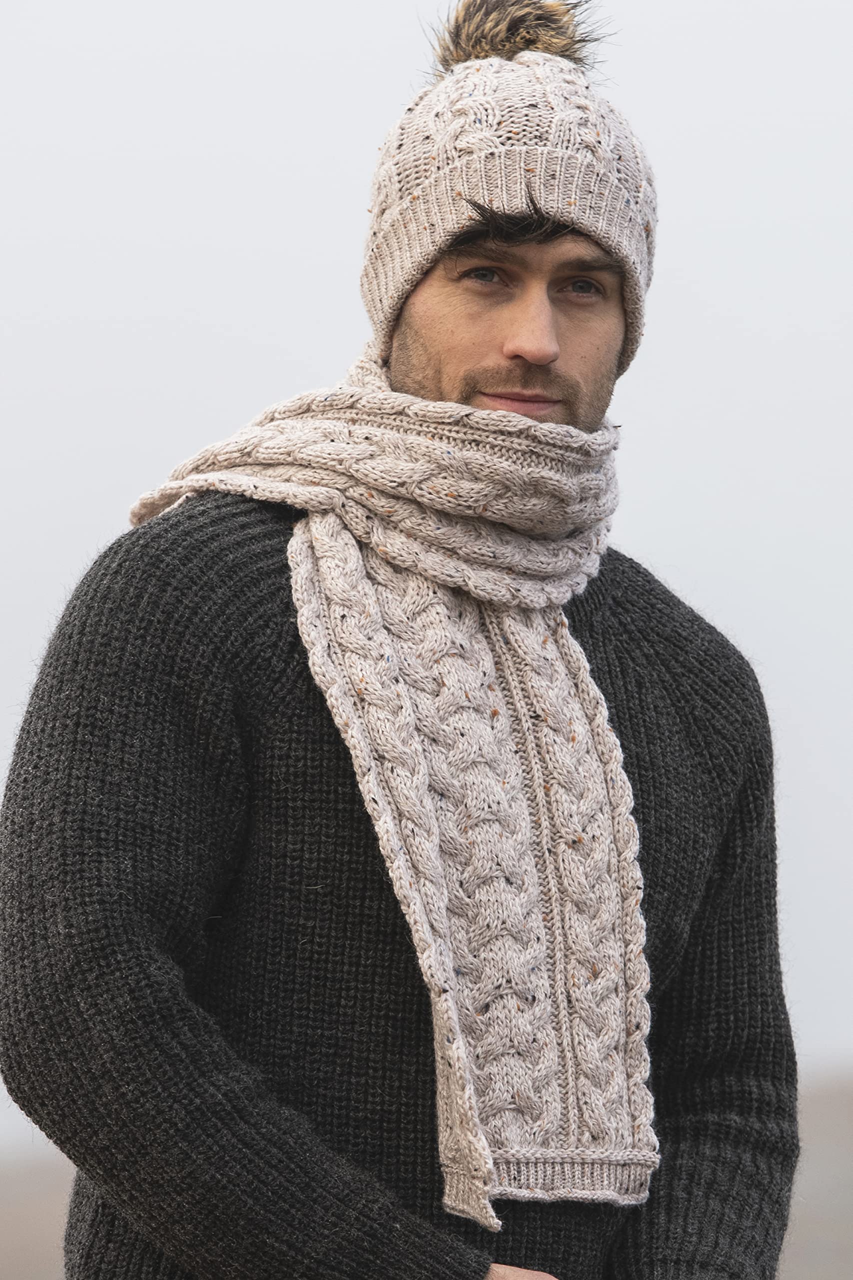 Aran Crafts Irish Zopfstrick-Schal, schwer, 25,4 x 162,6 cm, 100% Merinowolle
