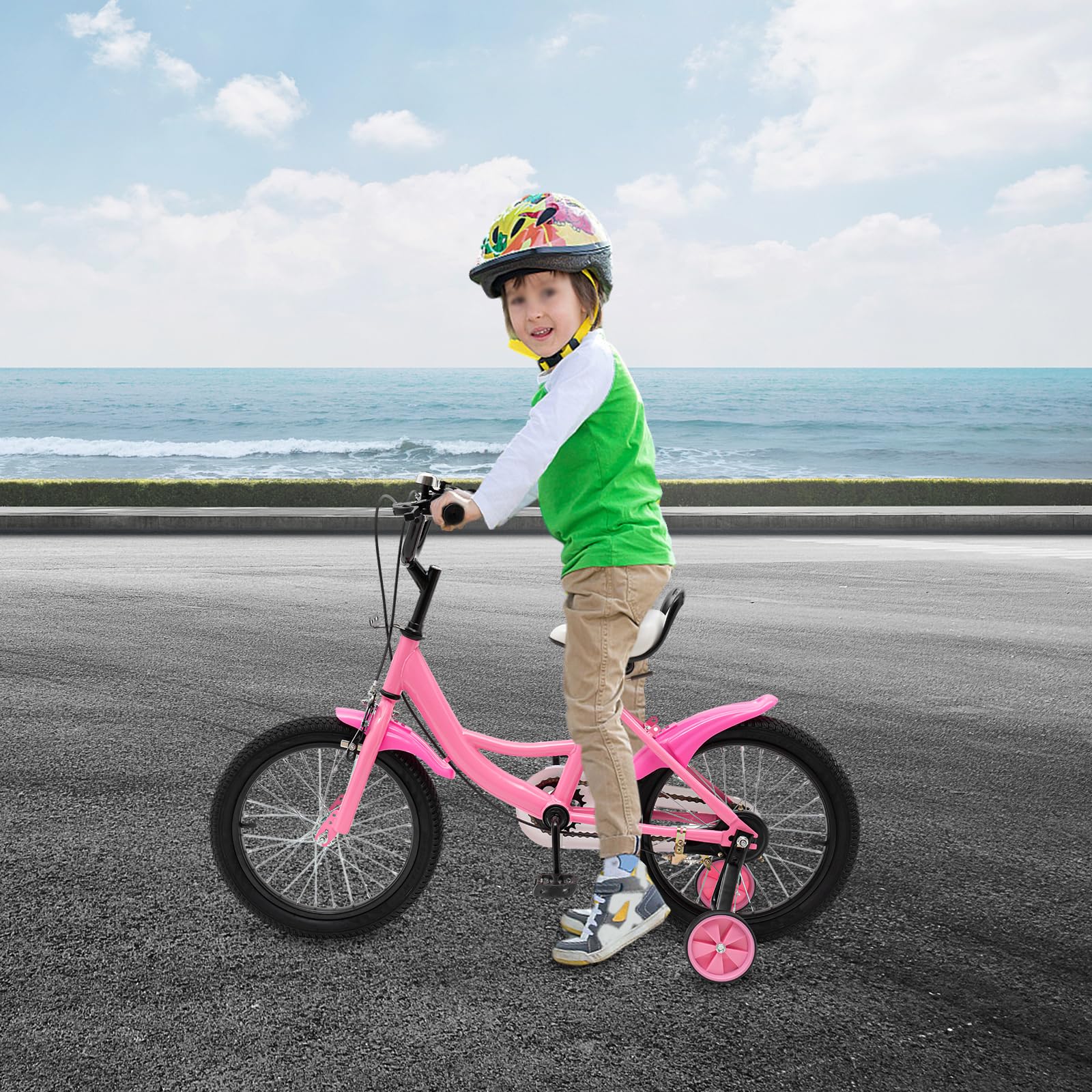 16 Zoll Kinderfahrrad Mit Stützrädern - Für 5-8 Jahre Höhenverstellbar