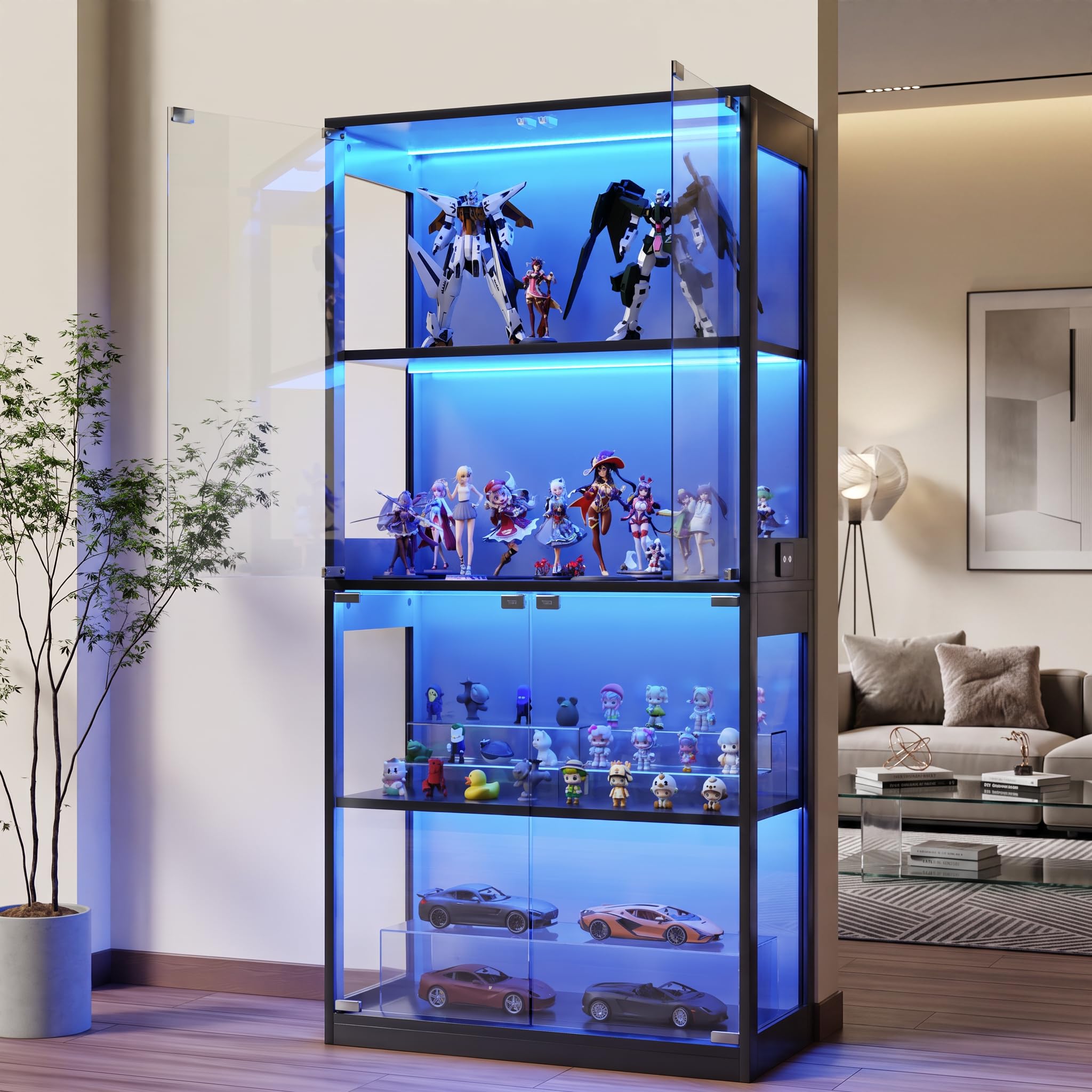 Amazon.co.jp: 森風ShinrinKaze ショーケース 大型ガラスケース 7色LED
