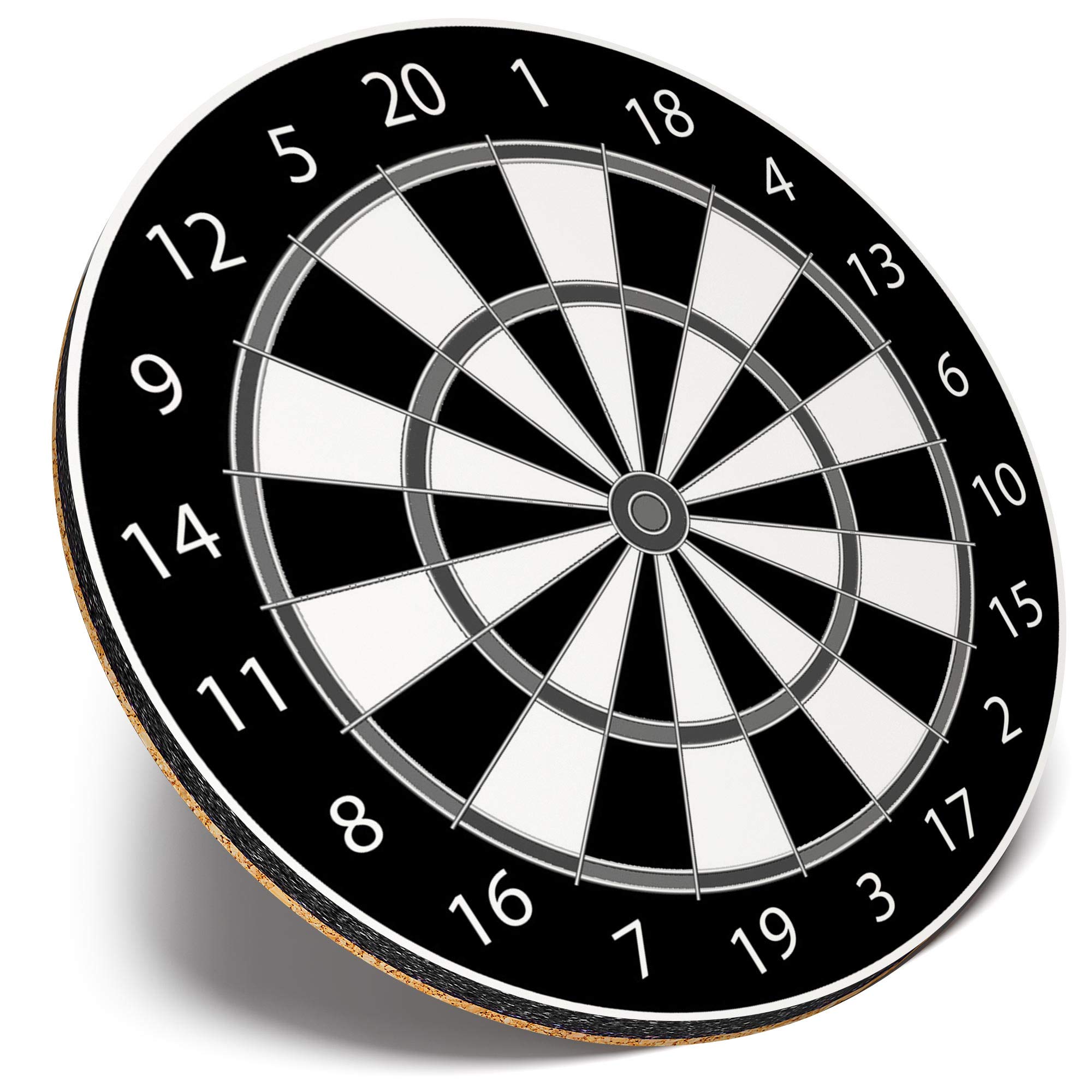 Destination Vinyl Ltd Multicolor Round Single Coaster - Bw - Dart Board Darts Game |Glossy Quality Coasters | Tabletop Protection For Any Table Type #39980