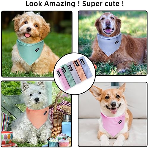 Miniatura 7 de Pañuelos para perros con estampado de rayas azules, babero ajustable para perro, bufanda de algodón, pañuelo para perros pequeños y XS, mascotas y