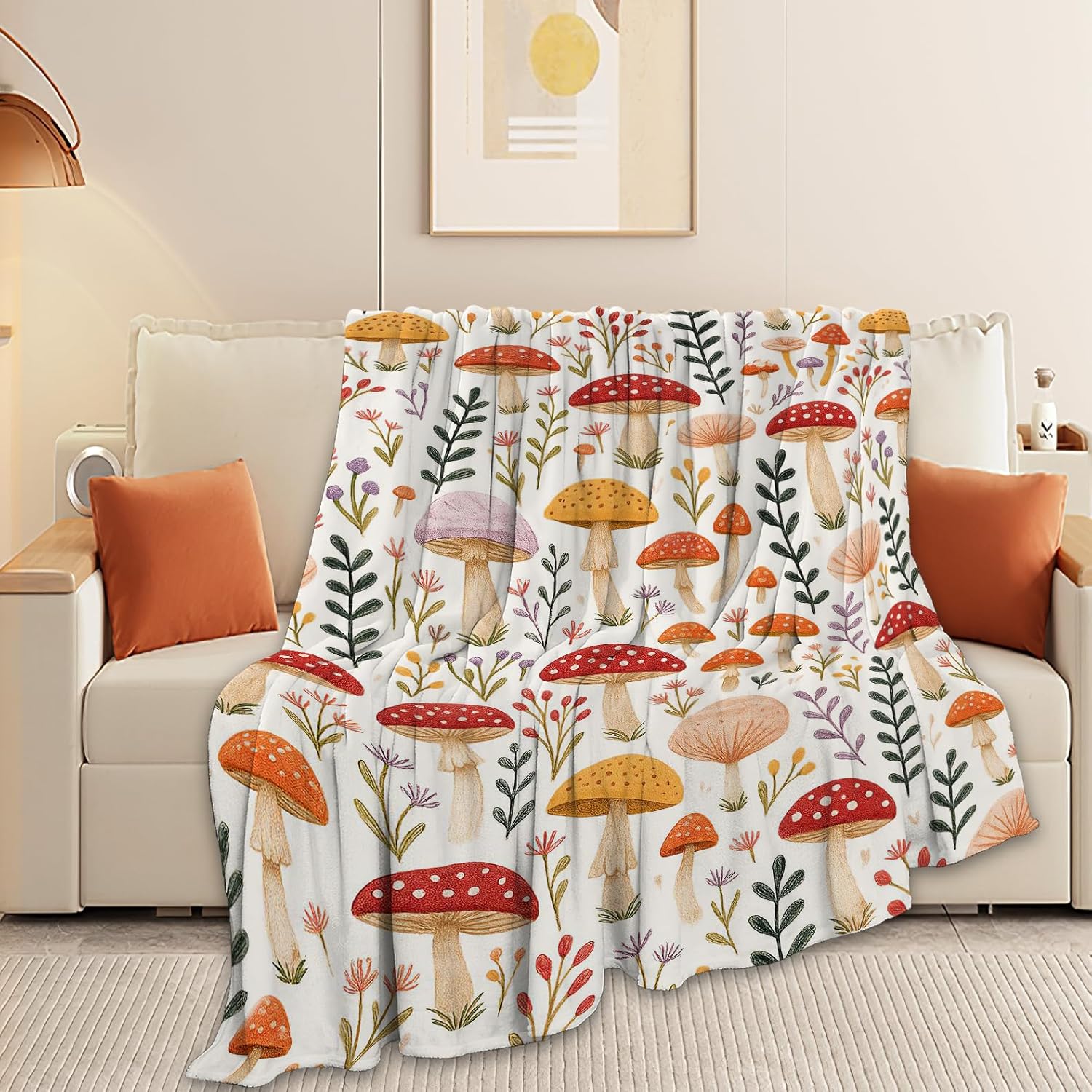 Mushroom Blanket Super Soft Warm Fluffy Fleece Flannel Throw Blanket Cozy Fuzzy Plush Stuff Bedding Blankets Gifts for Women Kids Boys Girls Adults 50"X40" - Image 3