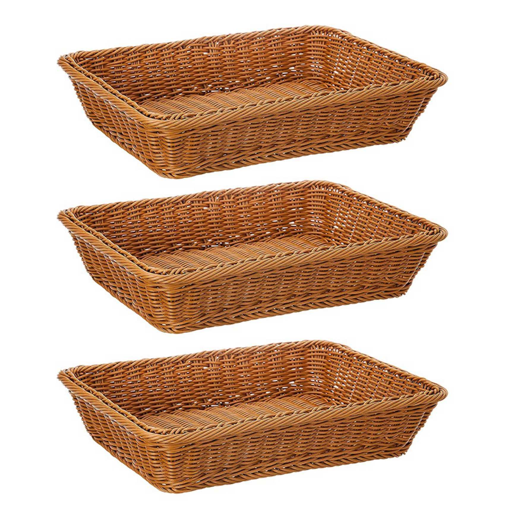 Vjsujehgy 3pcs 16 Inch Wicker Basket,Bread Basket Shop Supermarket Display Basket Woven Food Fruit Restaurant Serving Basket