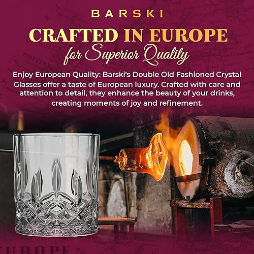 Miniatura 3 de Barski Vasos de whisky con diseño de rocas dobles a la antigua, juego de 4 vasos de cristal DOF, para whisky, bourbon, para agua, bebidas, 10.5
