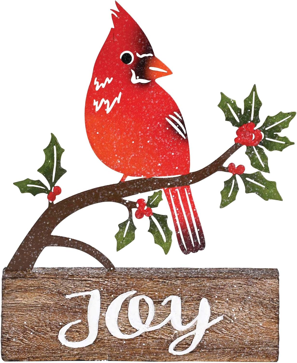 Dicksons Christmas Tabletop Figurine Festive Holiday Décor 8 x 10.5 Inch Resin and Metal Cardinal Bird Joy