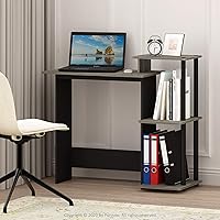 Vista 92 de Furinno - Escritorio compacto para computadora con estantes, Tablero de partículas, Marrón oscuro