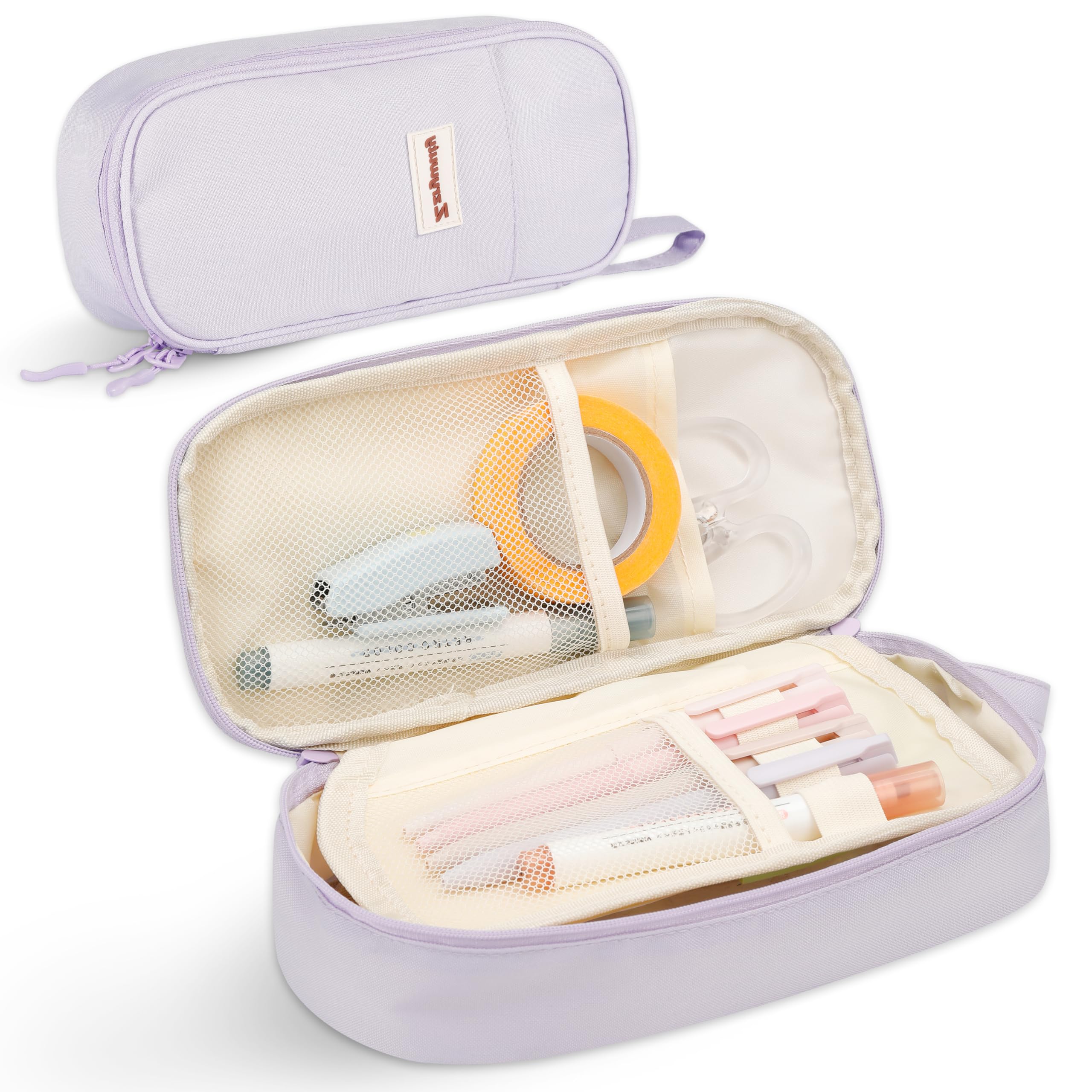Zzrywuty Cute Pencil Case Pouch, Big Pencil Case Bag Storage High Capacity Pouch Holder Box Organizer for Women & Men，Purple