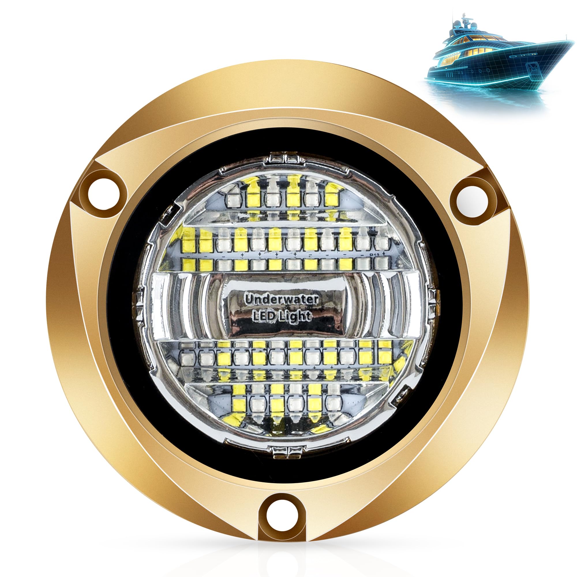 Photo 1 of CHOPACAM Underwater Light for Boat - 6000 Lumens Boat Lights Fully Sealed & Solid Bronze Anti-Corrosion Housing - Dual Color White/Blue - 5-Year Warranty - Easy Surface Mount for Fishing & Parties