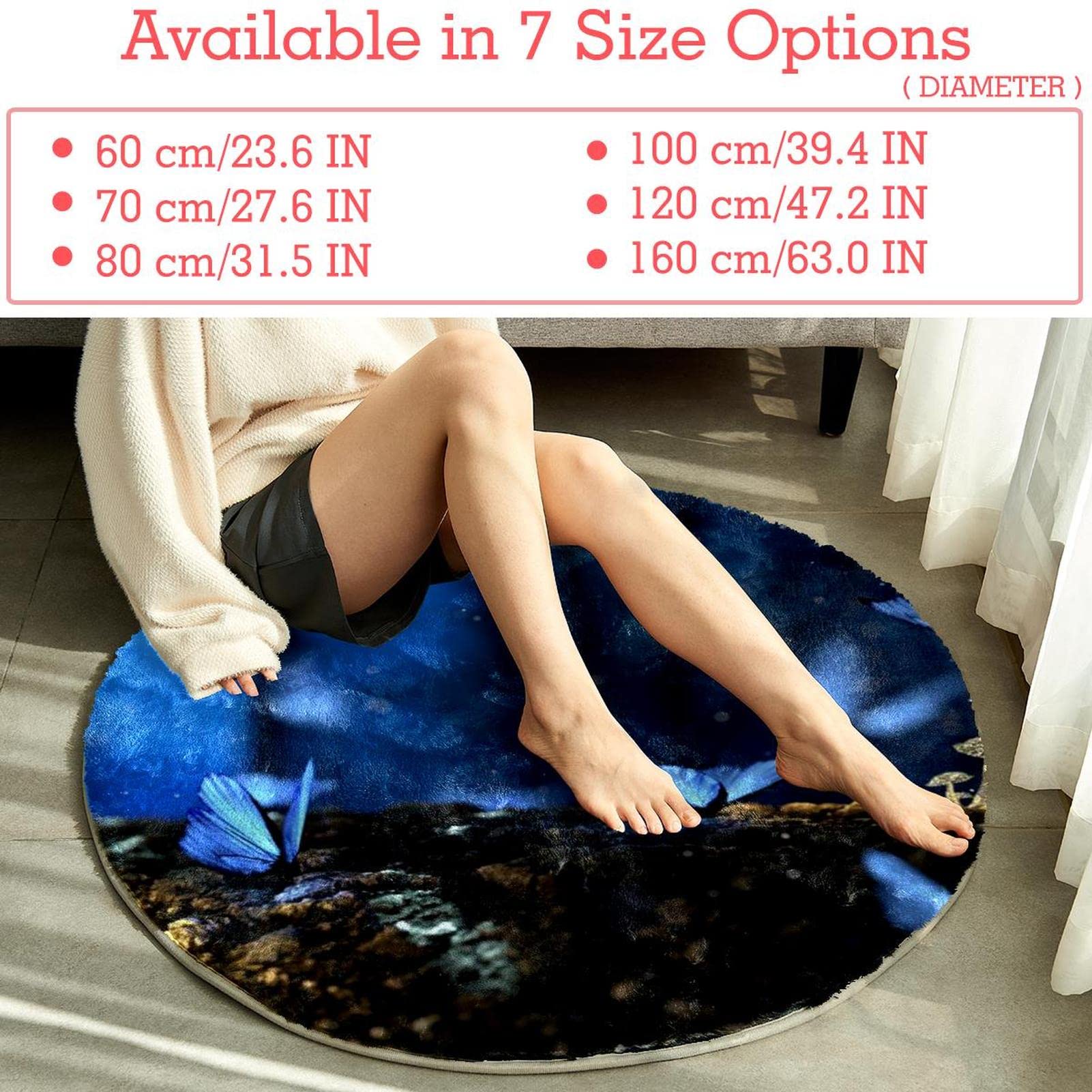 Teppich für Schlafzimmer, Wohnzimmer, Arbeitszimmer, Blau
